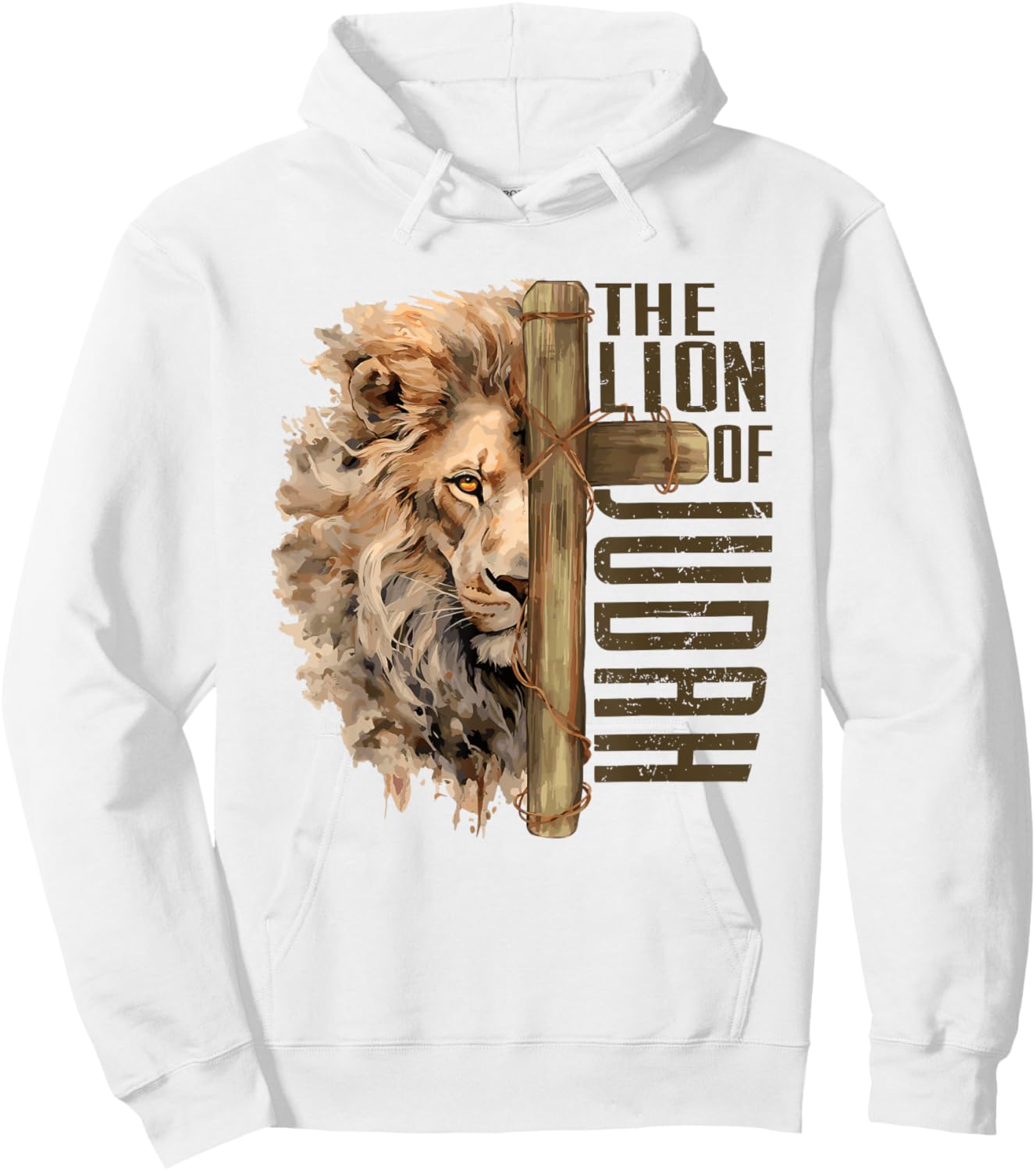 Religion Jesus Christ Revelation 5:5 Lion and Lamb Christian God Faith Cross Jesus Is The Lion Of Judah Hoodie - Hoodie | White