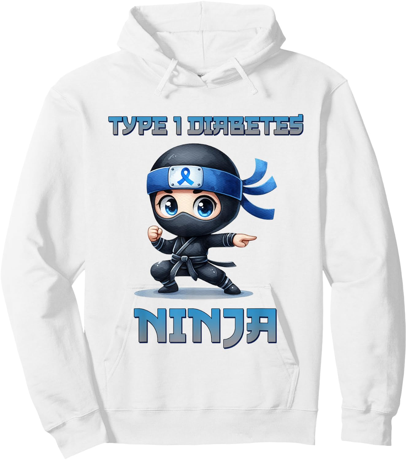 Type 1 Diabetes Awareness Ninja T1D Warrior Fighter Kids Hoodie - Hoodie | White