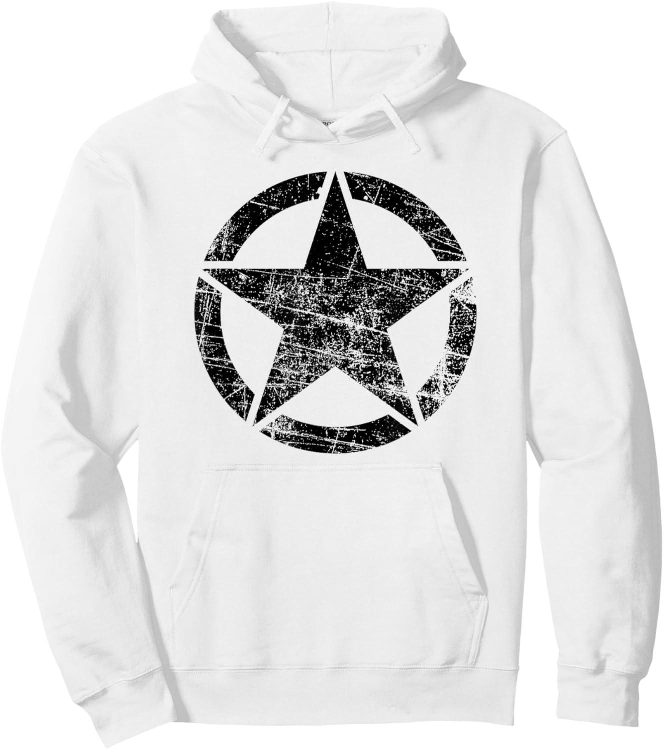 Vintage Army Star Classic Retro USA Military Distressed Logo Hoodie - Hoodie | White