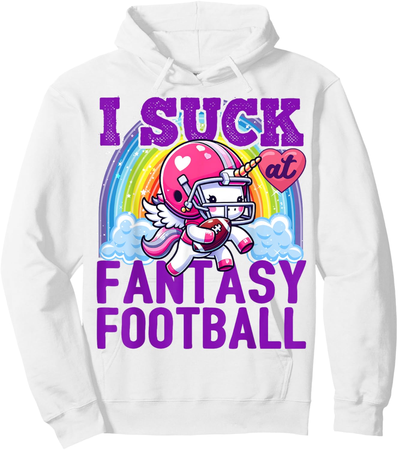 I Suck at Fantasy Football Unicorn Rainbow Loser Men Hoodie - Hoodie | White