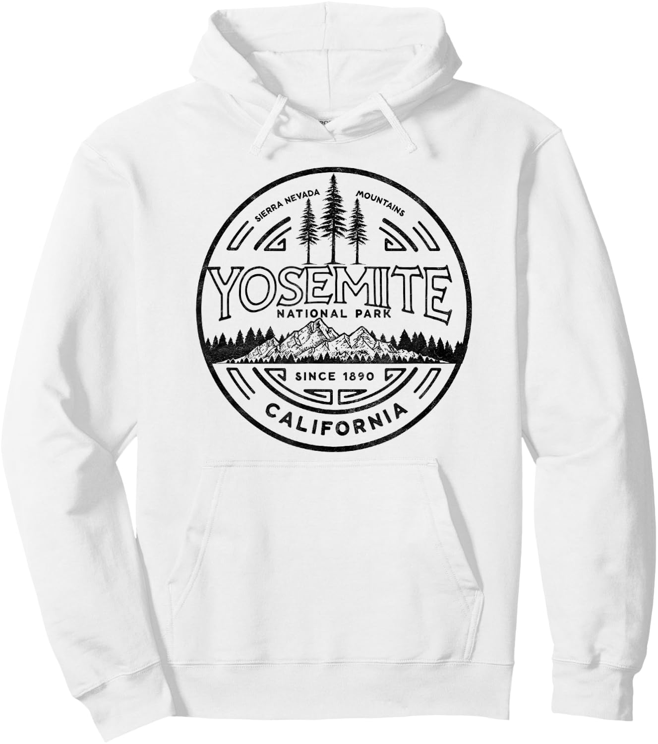 Yosemite National Park Distressed Minimalist Design Hoodie - Hoodie | White
