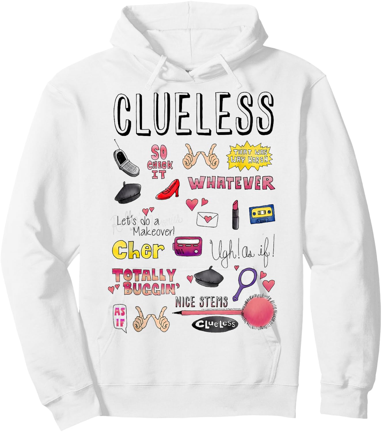 Clueless Icon Doodles Hoodie - Hoodie | White