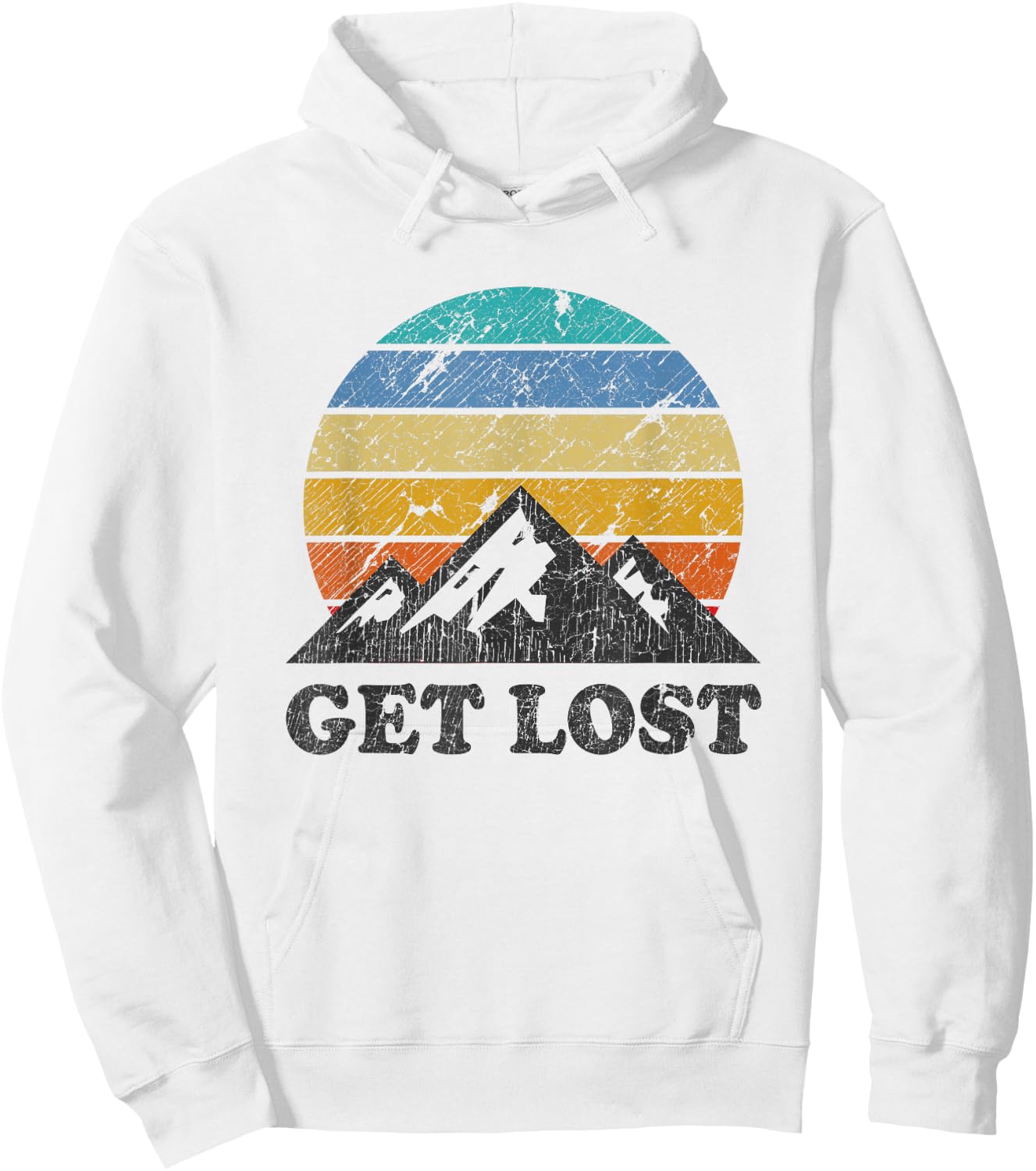 Vintage Car Hiking - Retro Sunset Mountain Walker Hoodie - Hoodie | White