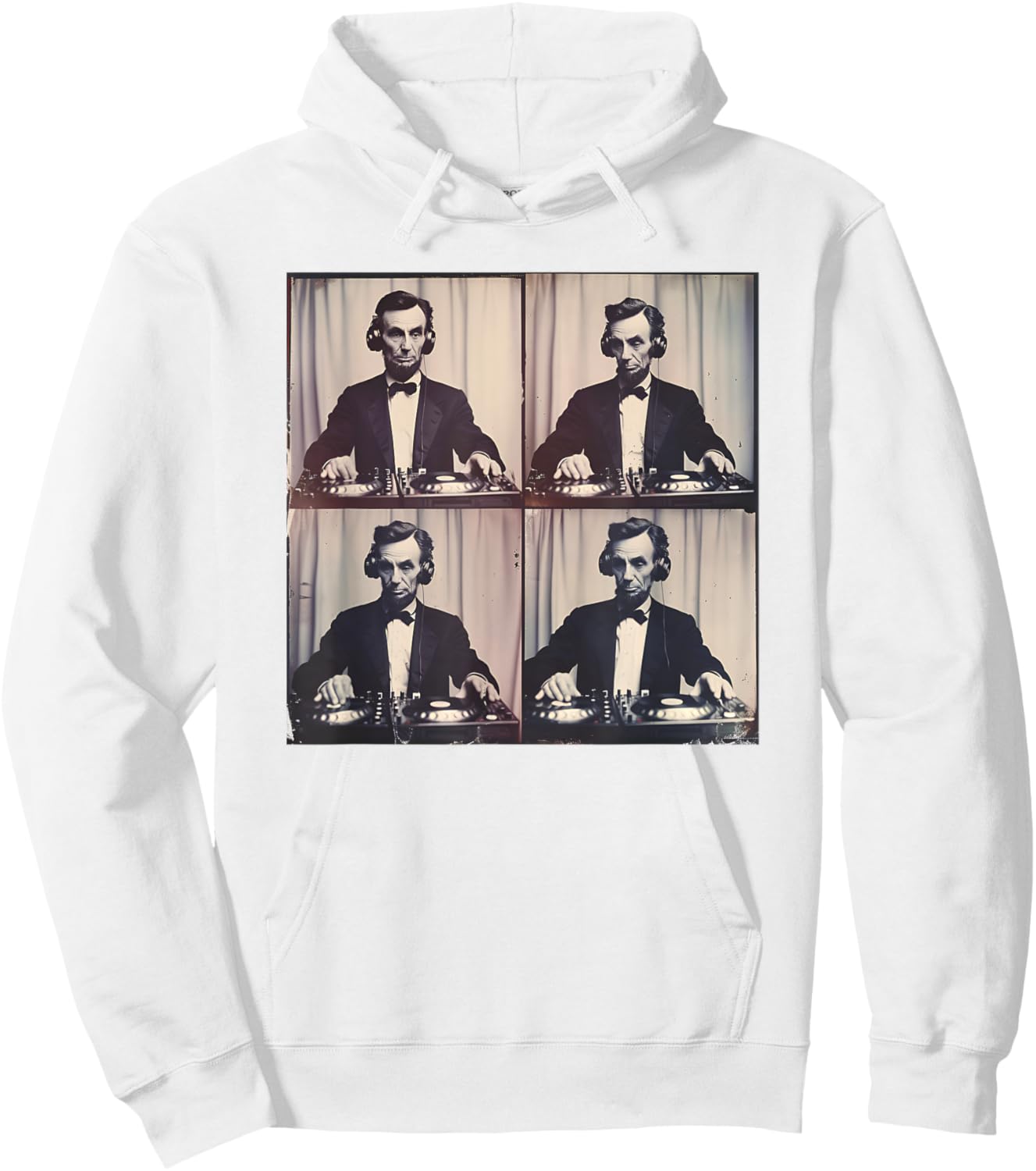 Abraham Lincoln on Turntables DJ Abe Lincoln Patriotic Music Hoodie - Hoodie | White