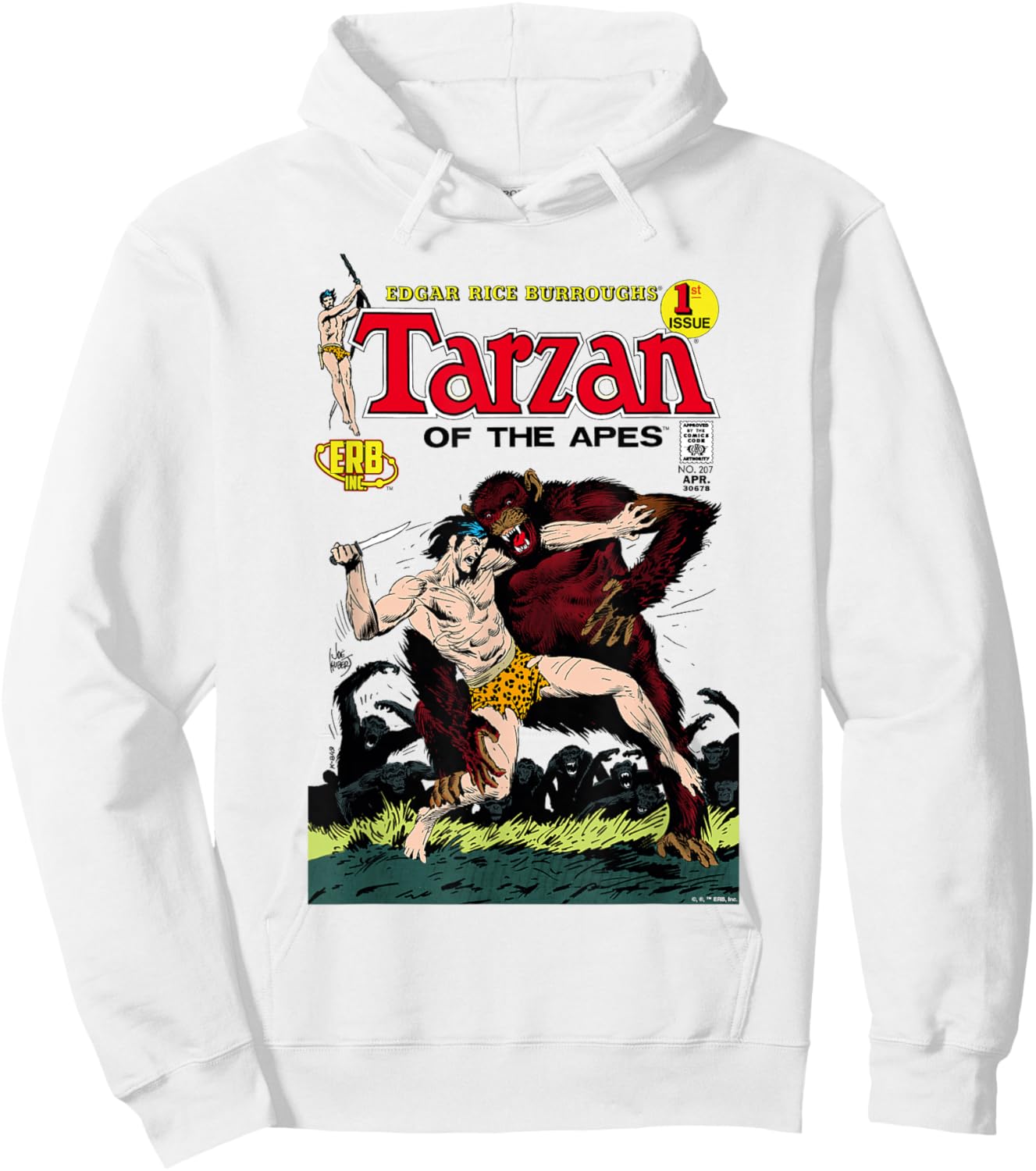 Tarzan Of The Apes Fight Comic Book Cover Art Hoodie - Hoodie | White