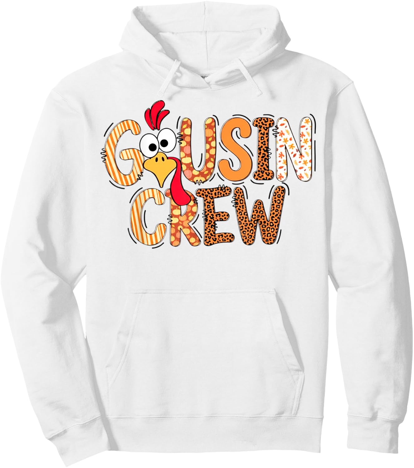 Funny Cousin Crew Thanksgiving Turkey Matching Family Hoodie - Hoodie | White