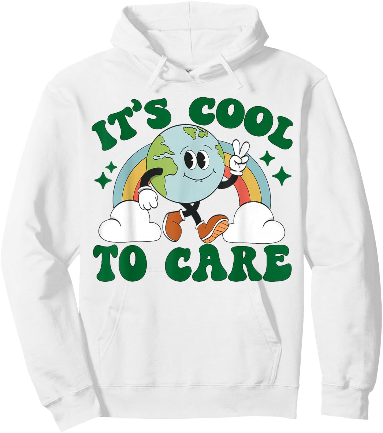 It's Cool To Care Earth Day Groovy 70s Retro Trendy Cute Hoodie - Hoodie | White