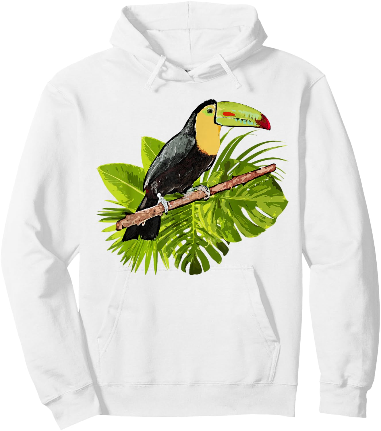 Watercolor Toucan Palm Leaves Rainforest Toucan Hoodie - Hoodie | White