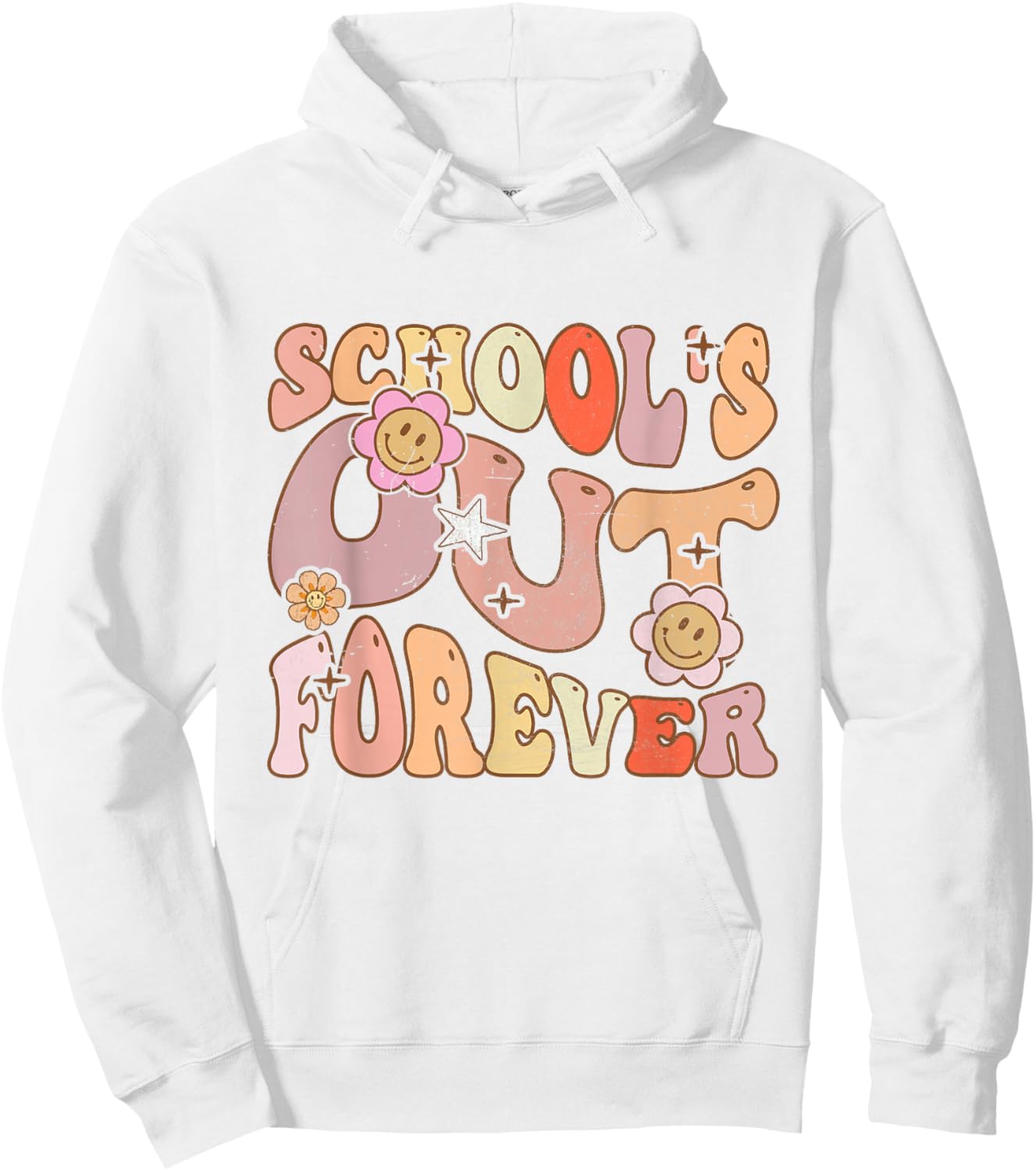 School's Out Forever Teacher Retirement Groovy Retro Vintage Hoodie - Hoodie | White