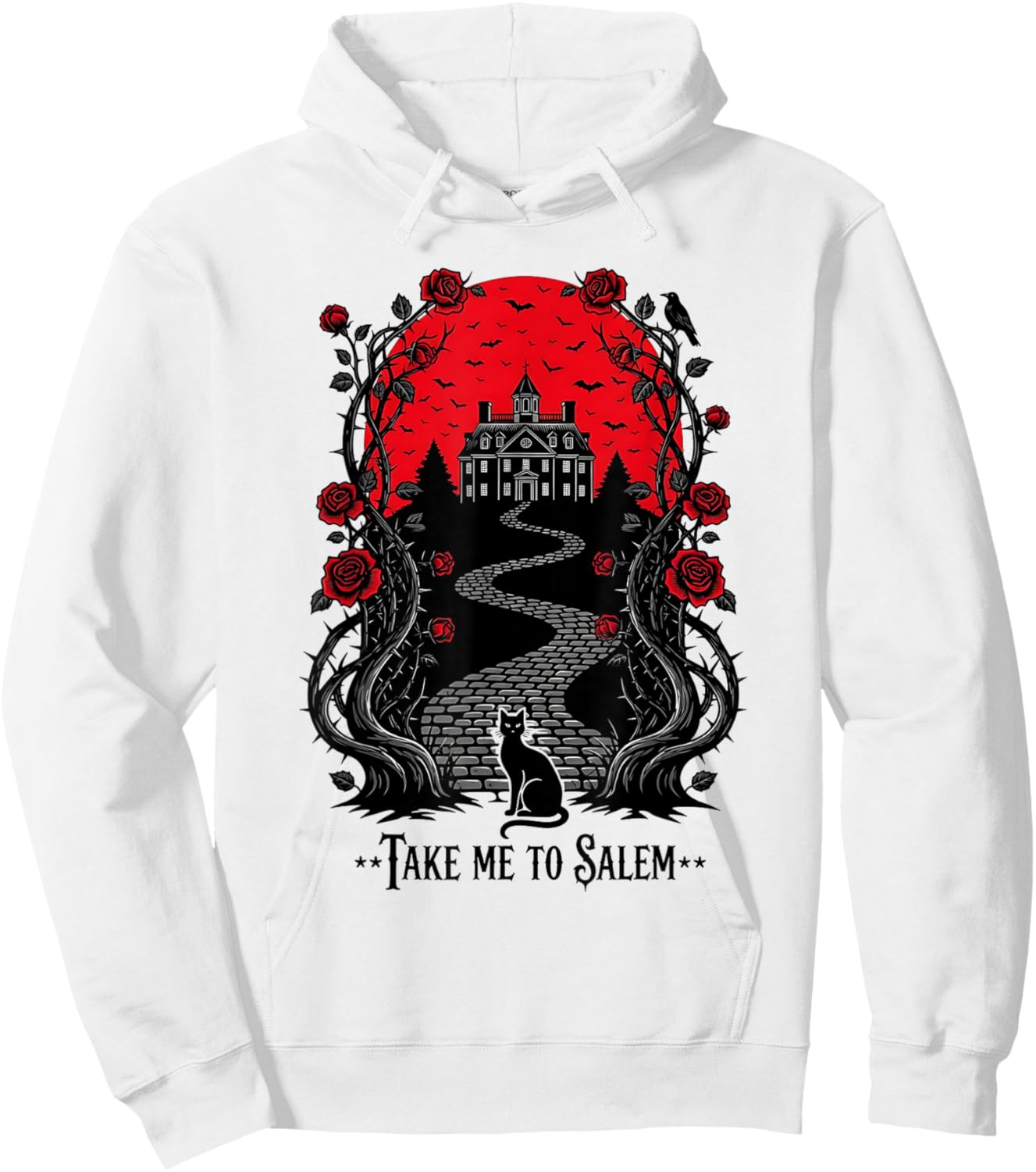 Take Me to Salem Witchy Halloween Cat Design Hoodie - Hoodie | White