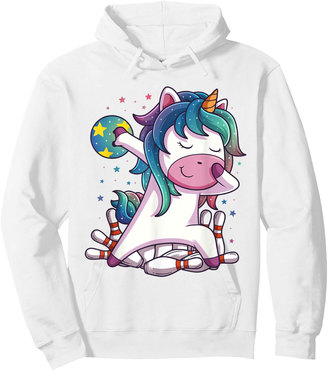 Polka Dot Unicorn Bowling Birthday Party Gift Hoodie - Hoodie | White