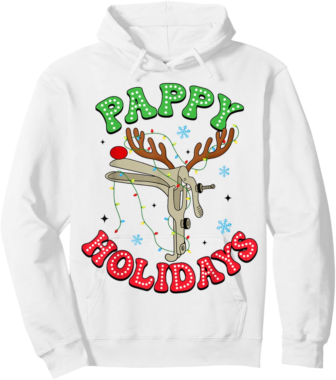 Pappy Holiday Reindeer Speculum Nurse Gynecologist Christmas Hoodie - Hoodie | White