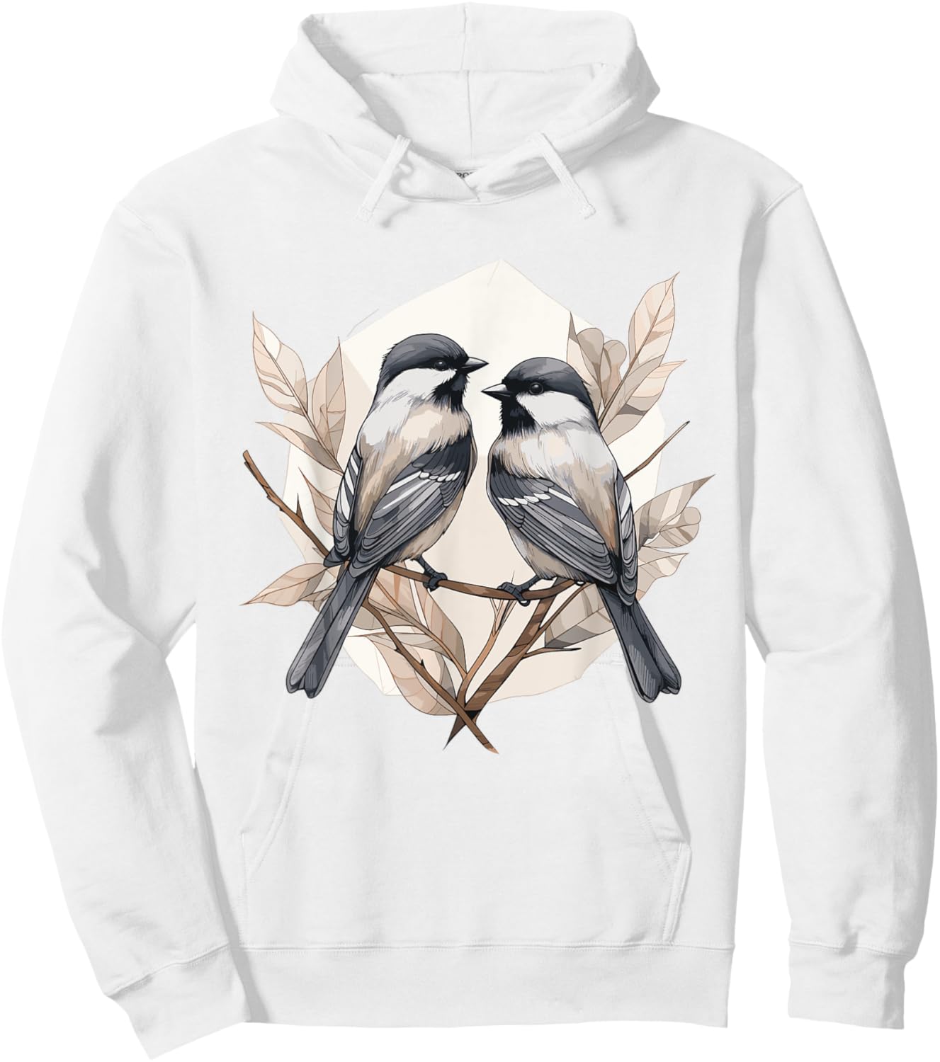 Black capped Chickadee Geometric Patten Art,Cute Bird Lover Hoodie - Hoodie | White
