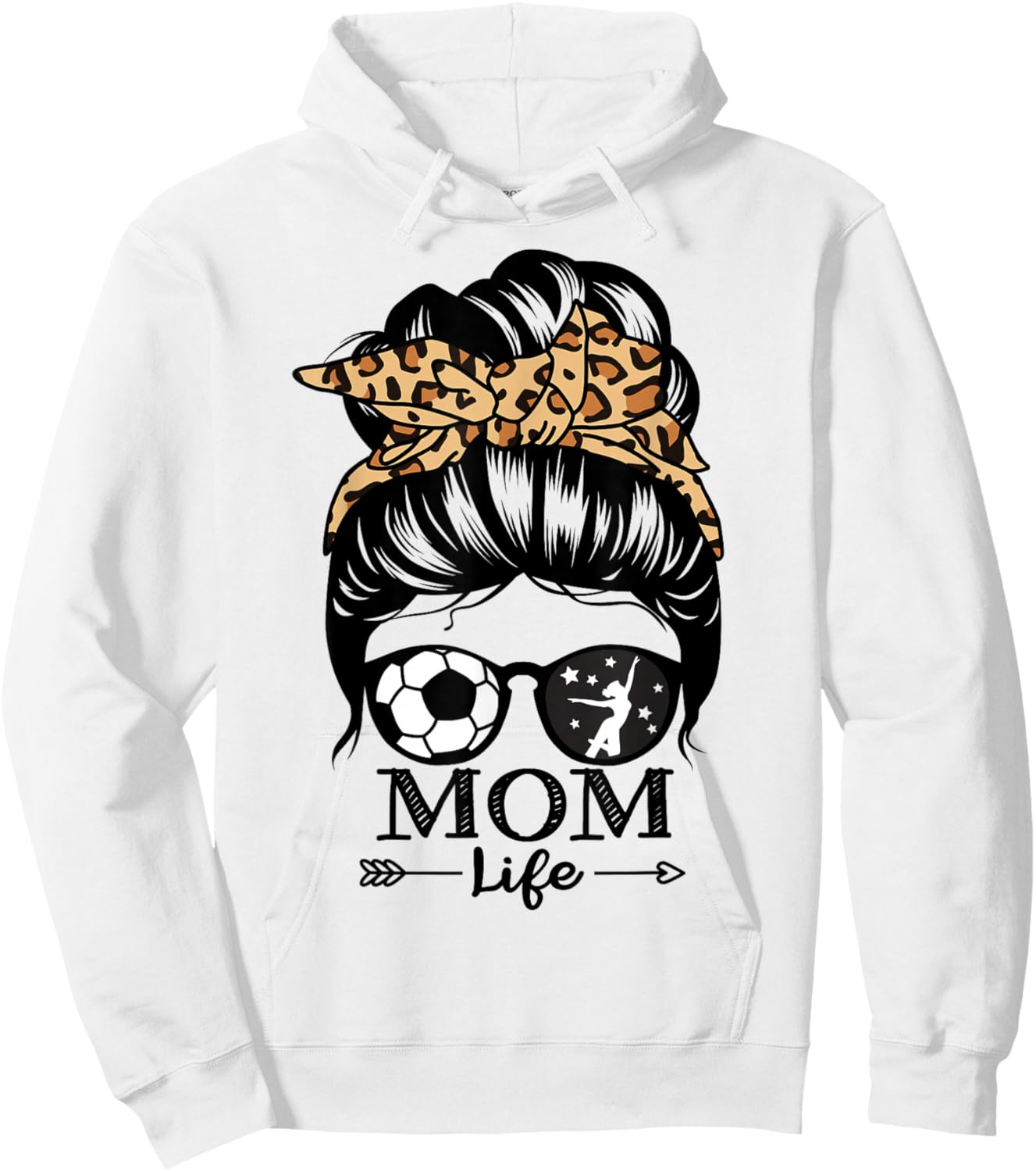 Mom Life Messy Bun Hair Funny Soccer Dance Mom Hoodie - Hoodie | White