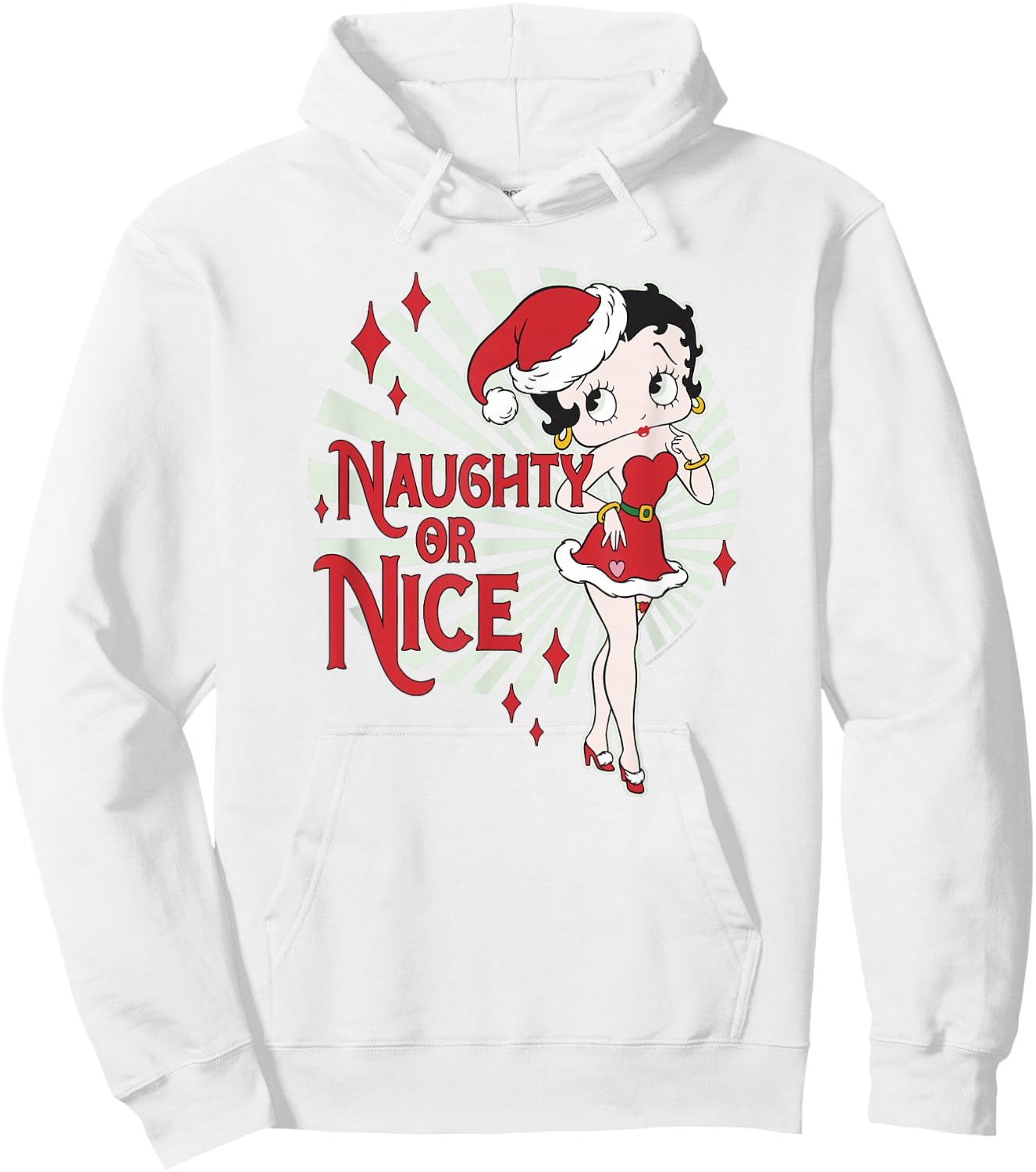 Betty Boop Christmas Naughty Or Nice Santa Betty Hoodie - Hoodie | White