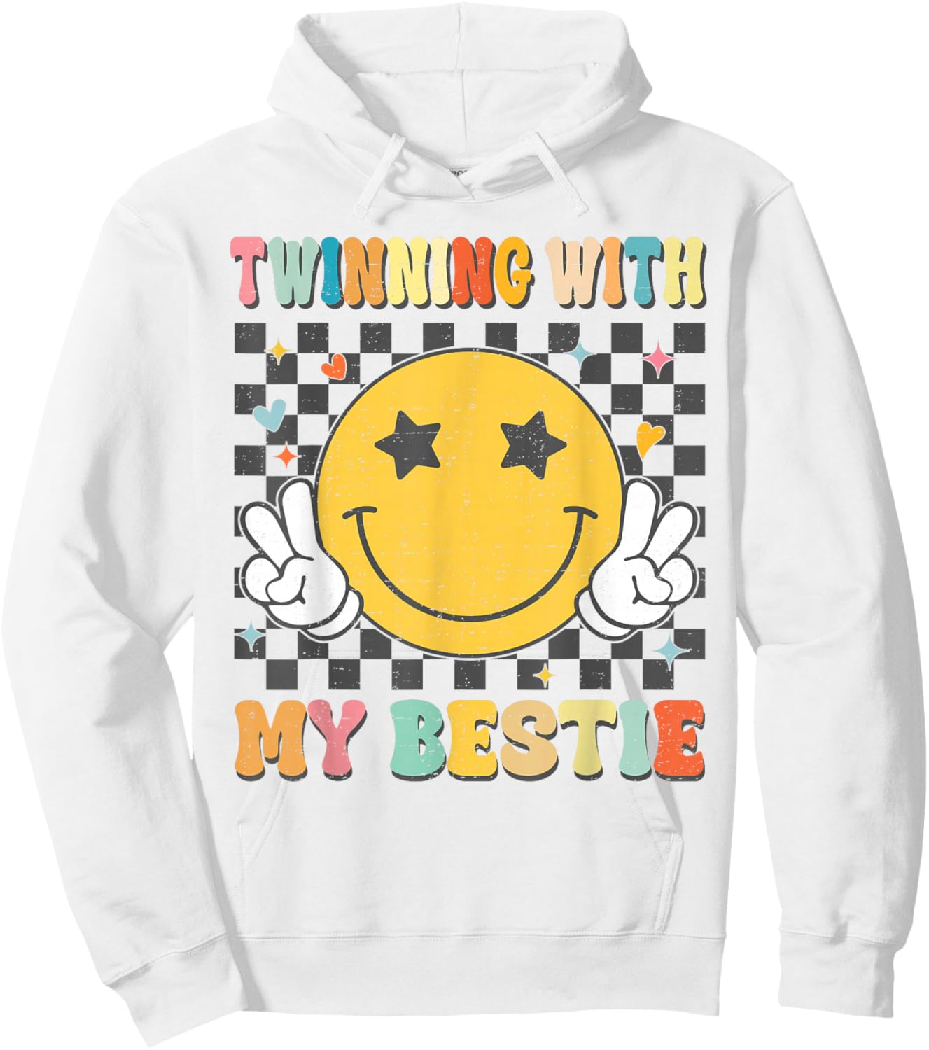 Retro Groovy Twinning With My Bestie Girls Friends Matching Hoodie - Hoodie | White