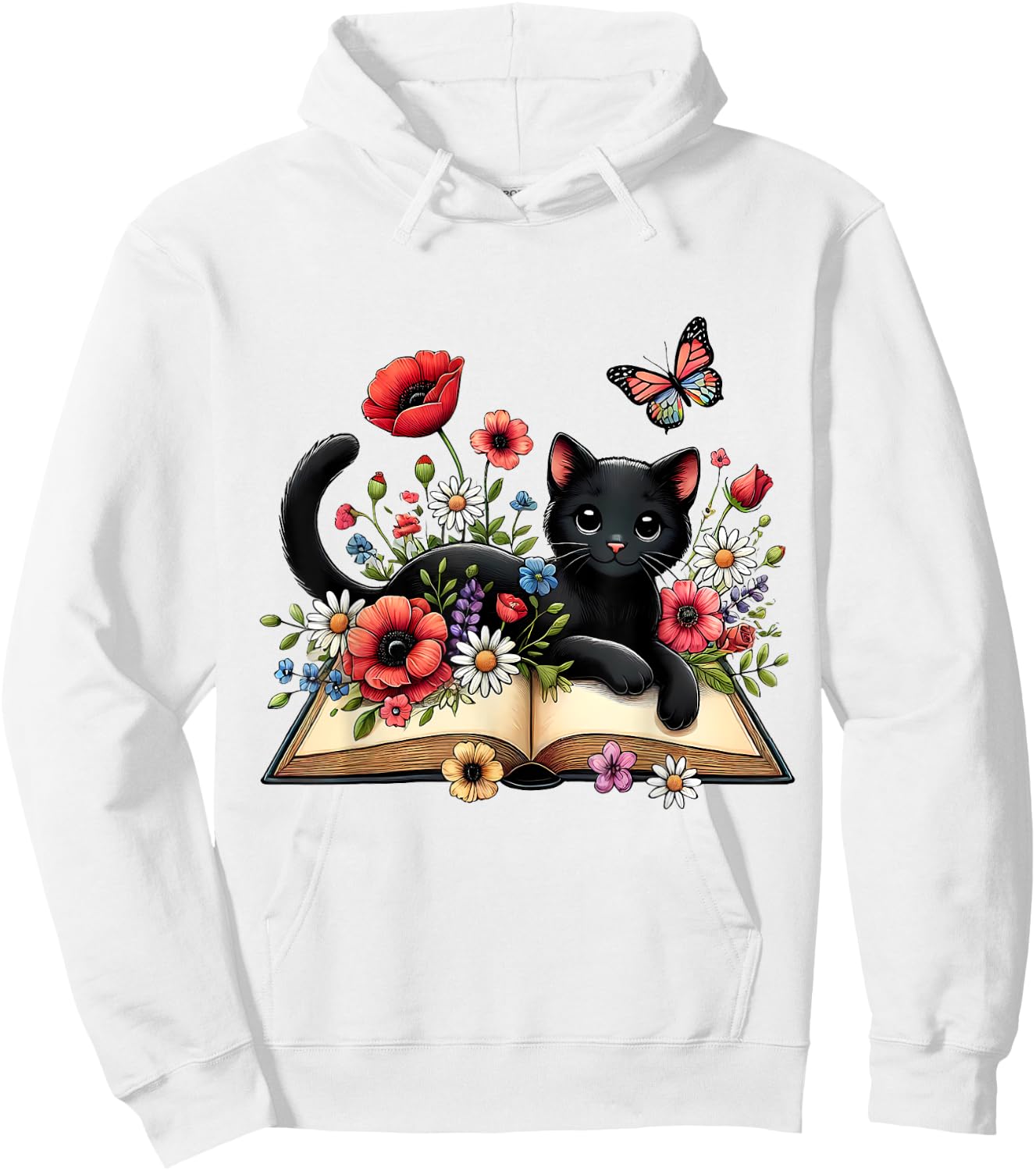 Cat Reading Book Cute Cat And Book Lover Girls Kid Hoodie - Hoodie | White