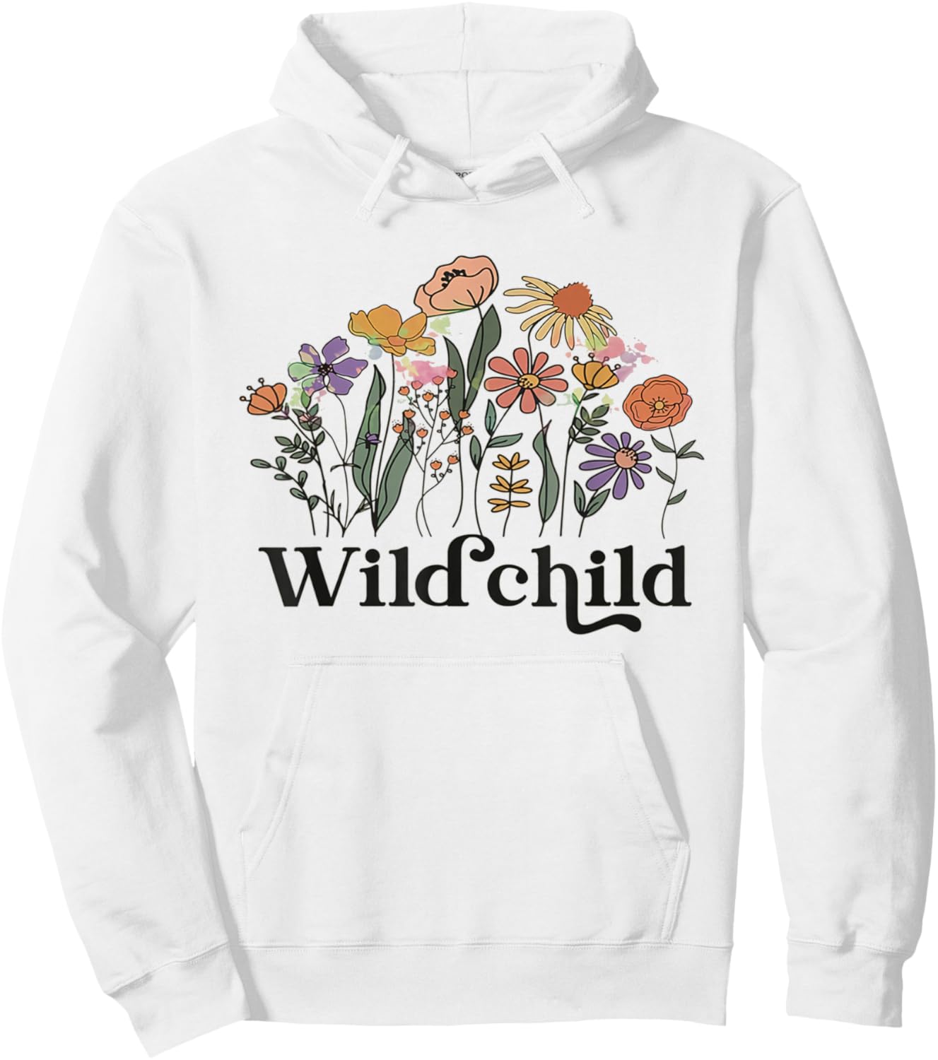 Wild Child Wildflowers Kids Retro Girls Boys Toddler Kids Hoodie - Hoodie | White