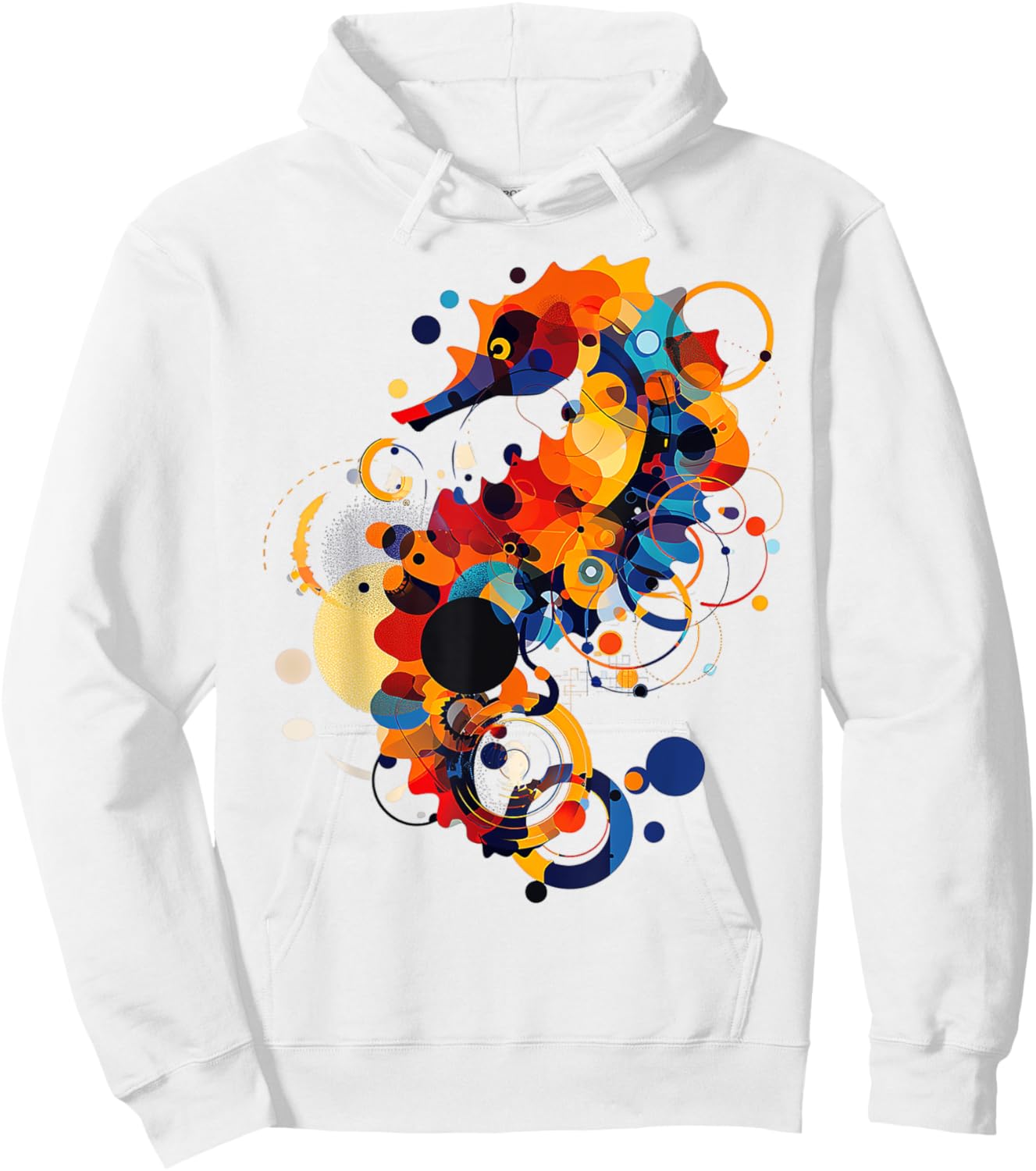 Seahorse Abstract Animal Geometric Art Seahorse Hoodie - Hoodie | White