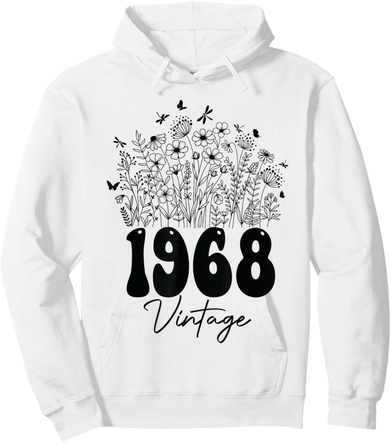 57 Years Old Vintage 1968 57th Women Birthday Wildflower Hoodie - Hoodie | White