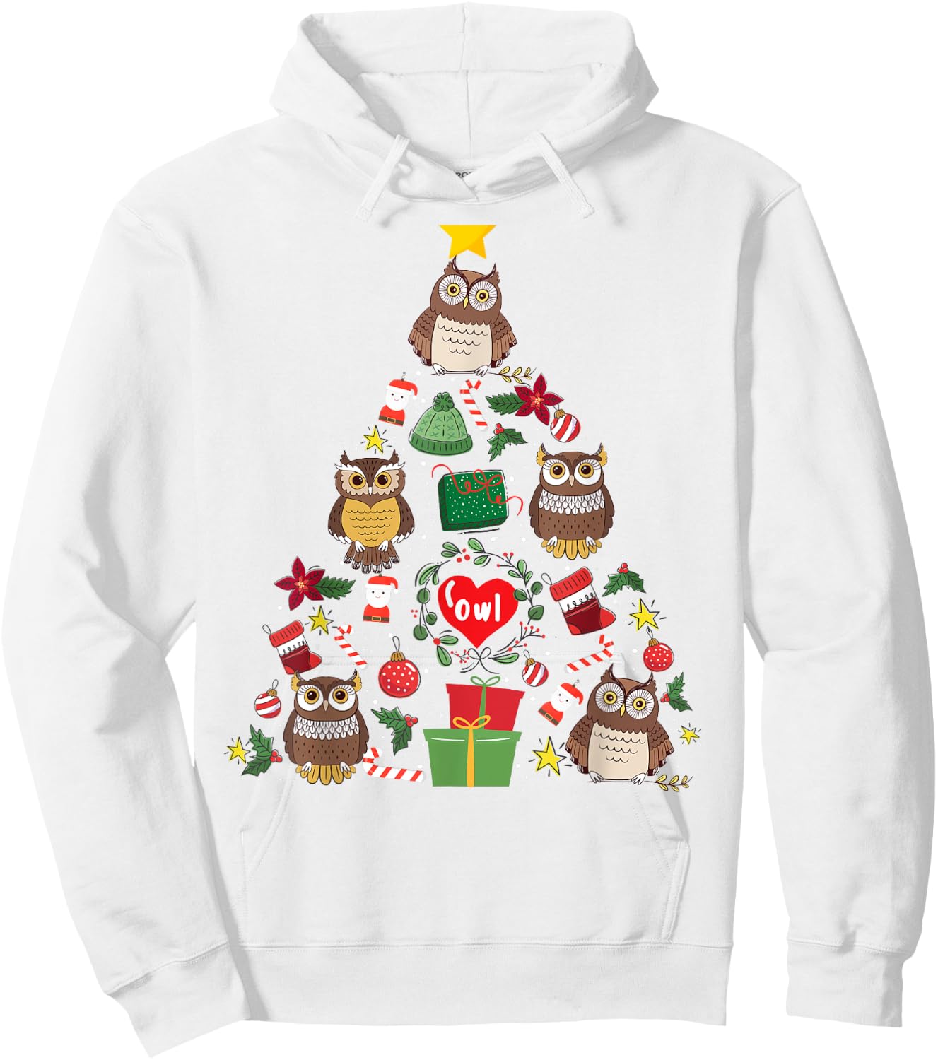 Owl Ornament Christmas Tree Owl Lover Xmas Gifts Men Women Hoodie - Hoodie | White