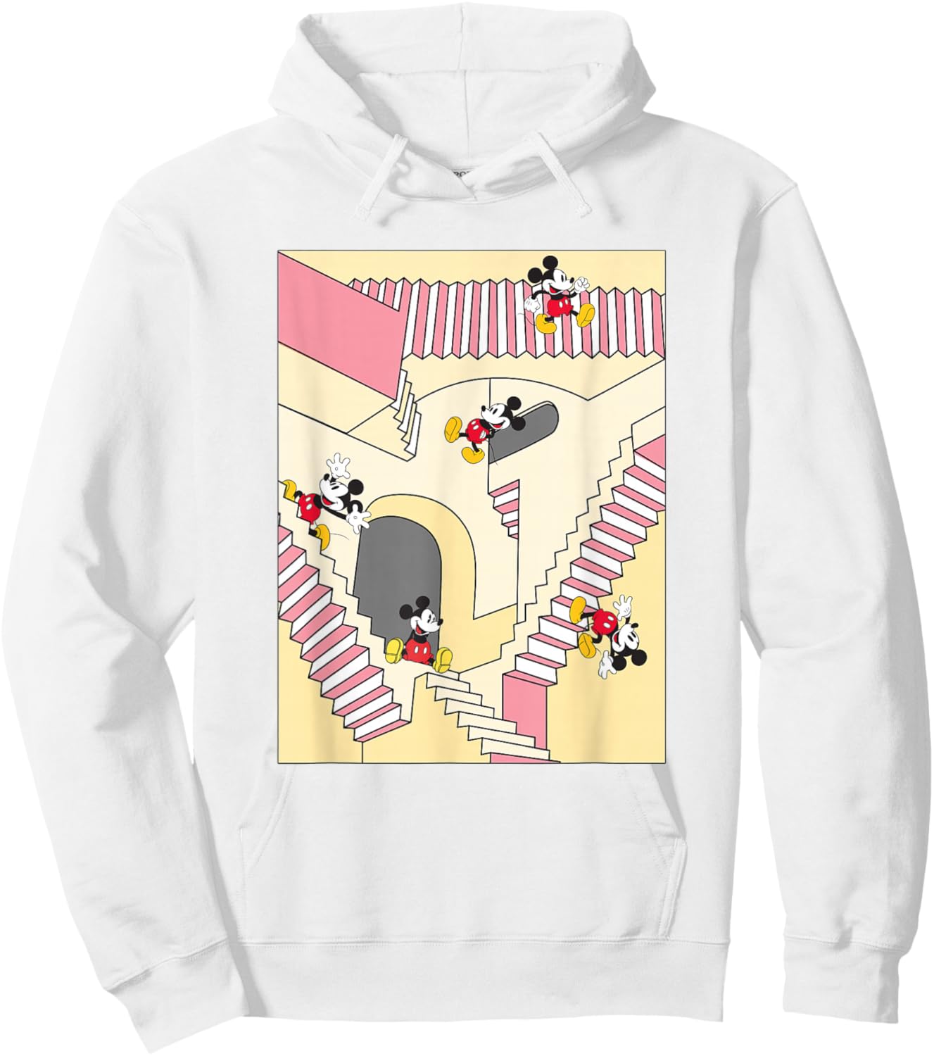 Disney Mickey And Friends M.C. Escher Stairway Mickey Poster Hoodie - Hoodie | White