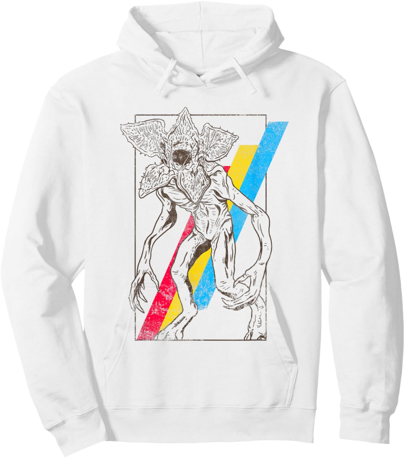 Stranger Things Rainbow Demogorgon Vintage Distressed Poster Hoodie - Hoodie | White