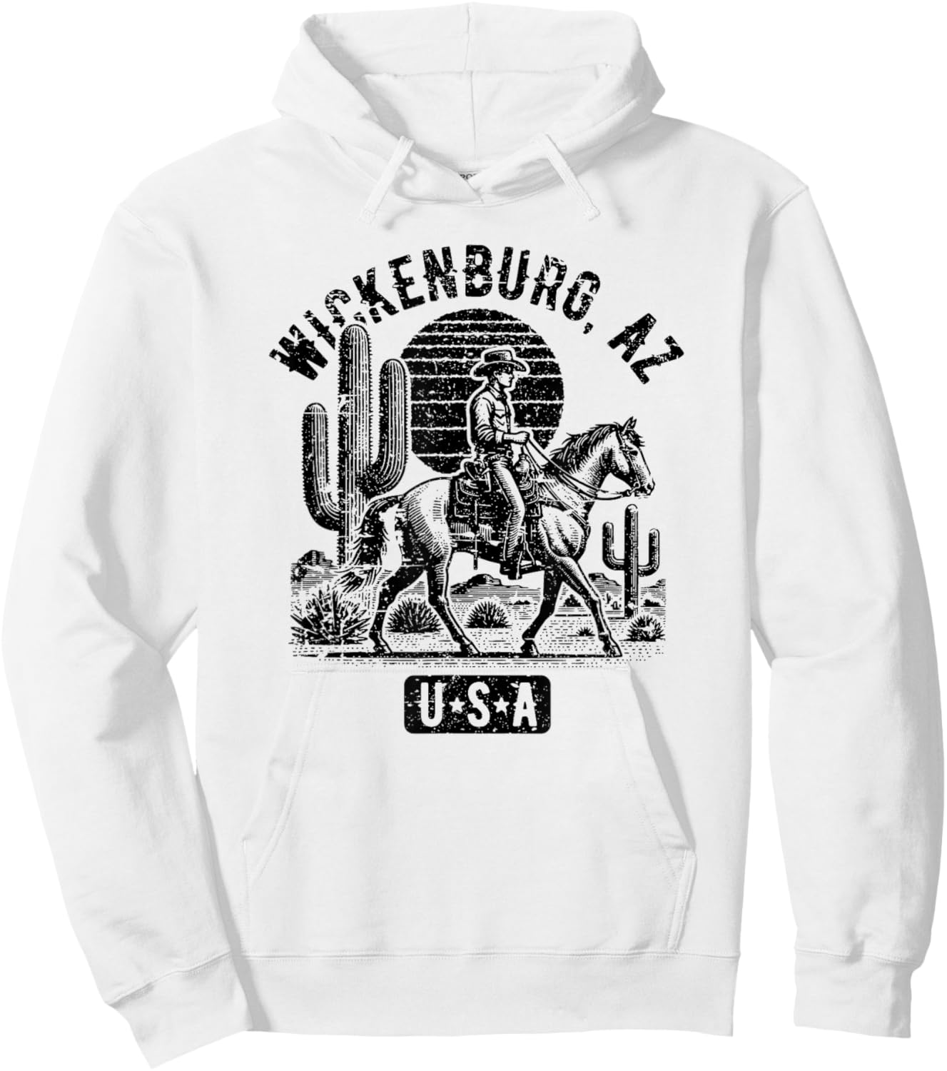 Wickenburg Arizona USA Cowboy Horse Vintage Style Design Hoodie - Hoodie | White
