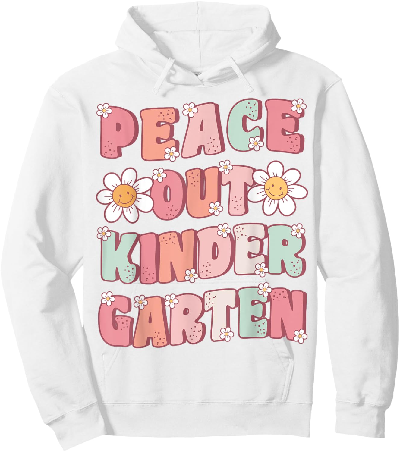 Peace Out Kindergarten Cute Groovy Last Day of Kindergarten Hoodie - Hoodie | White