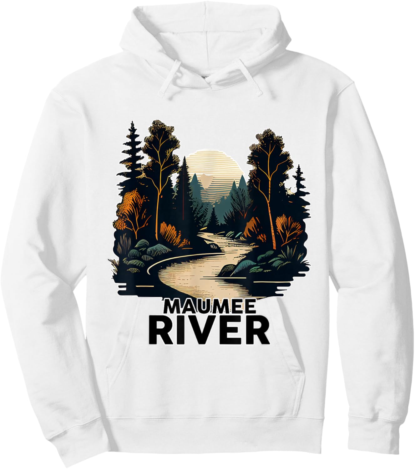 Maumee River Retro Minimalist River Maumee Hoodie - Hoodie | White