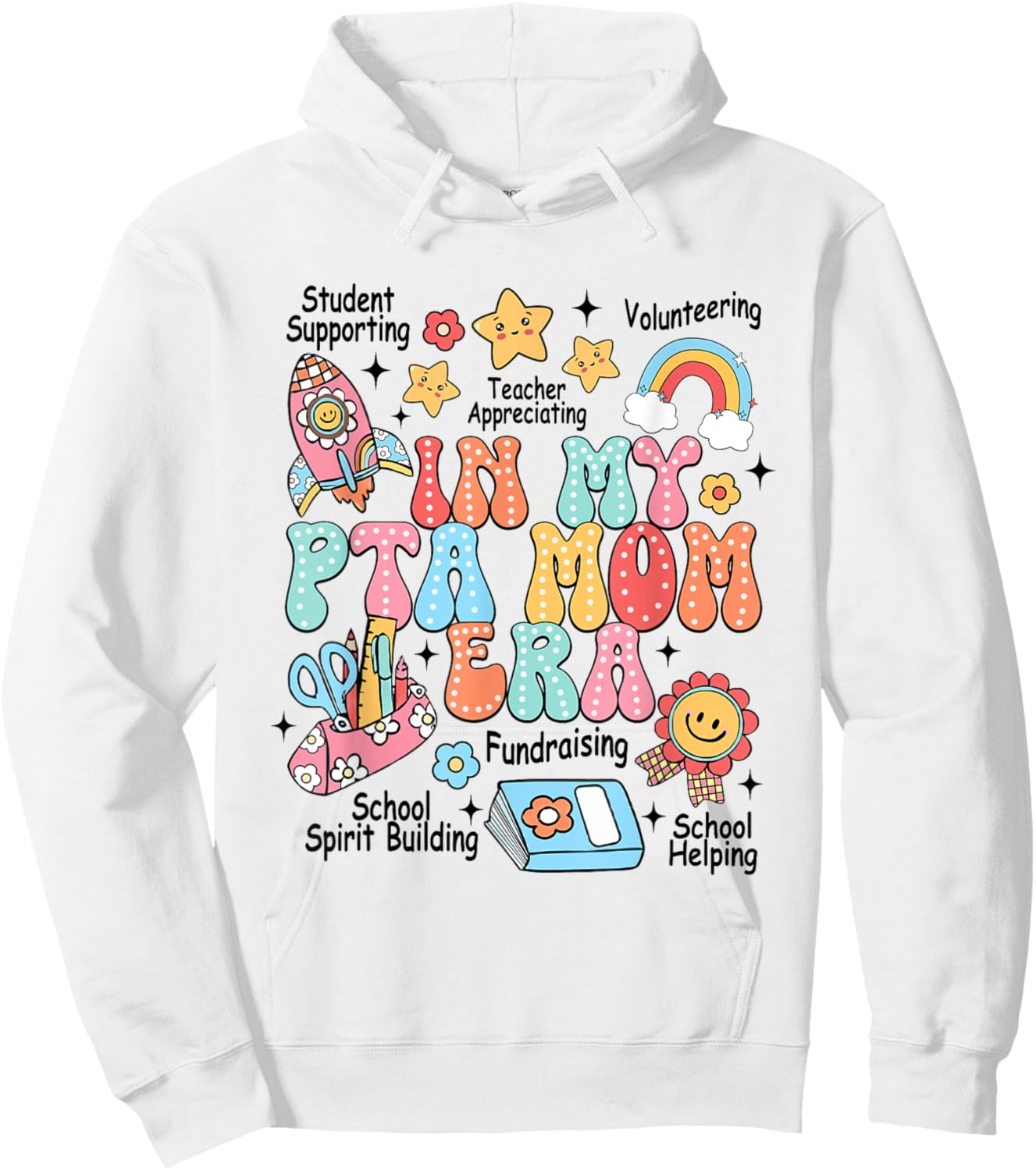 Retro In My PTA Mom Era Parent Organization Team Teacher Hoodie - Hoodie | White