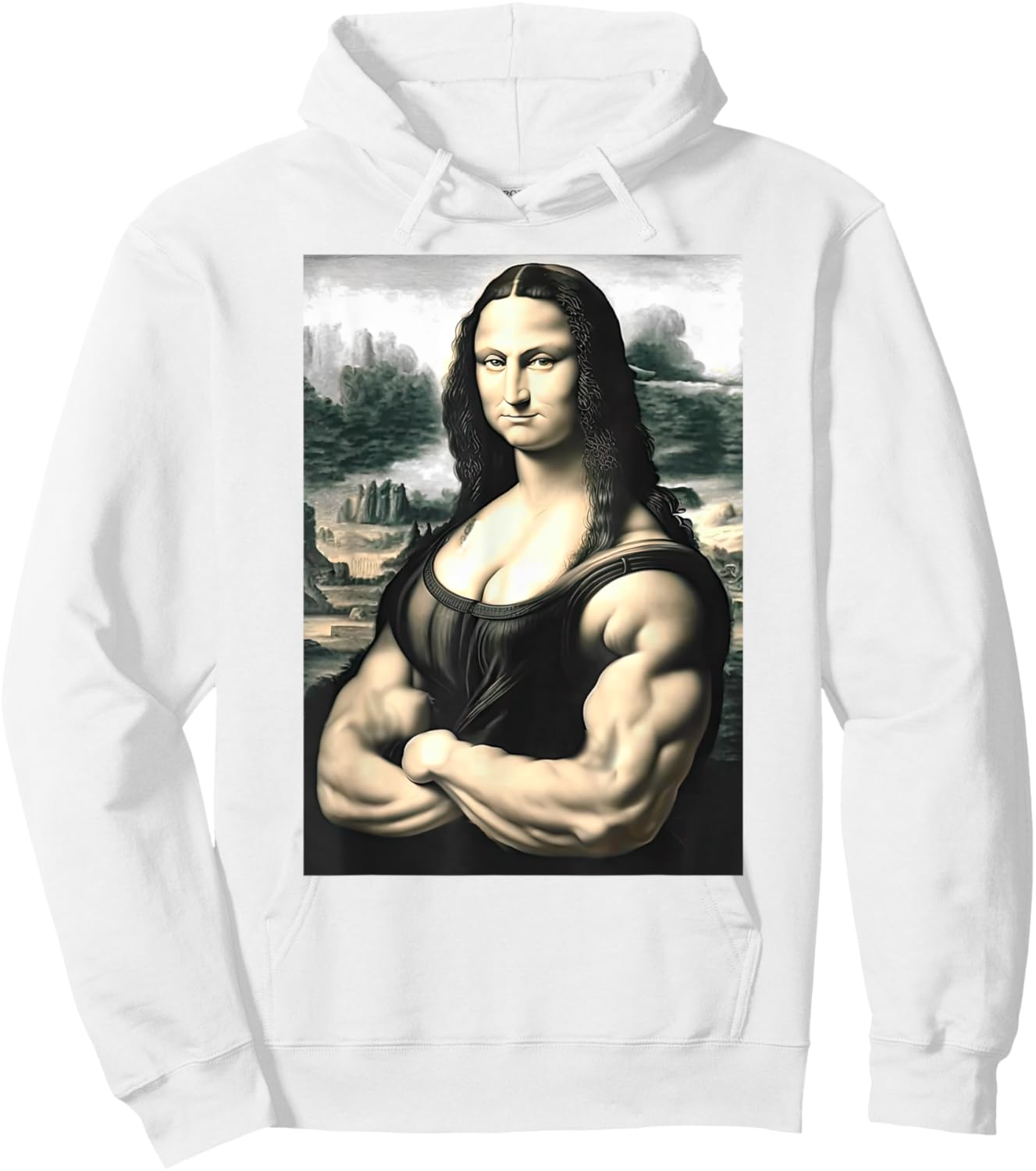 Mona Lisa Bodybuilding Parody Leonardo Da Vinci Men woman Hoodie - Hoodie | White
