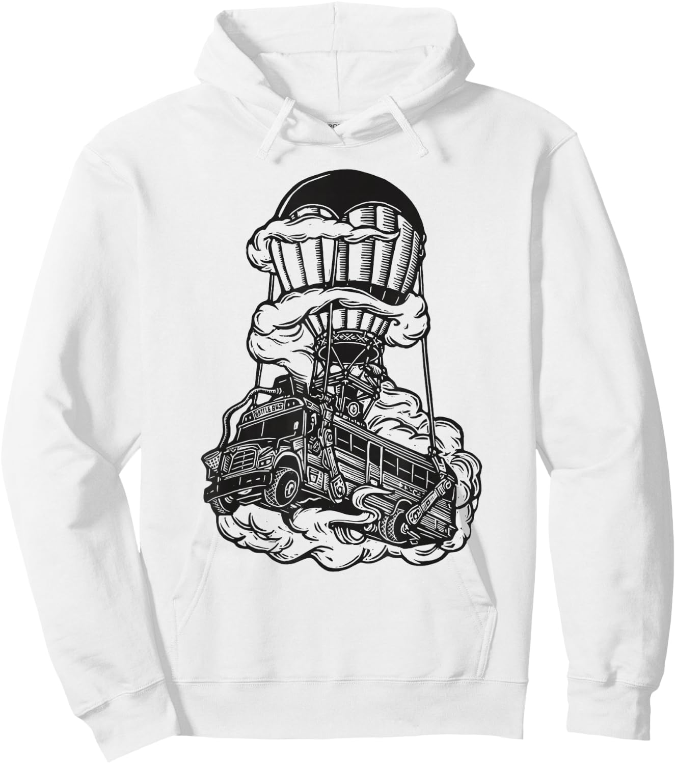 Fortnite Battle Bus Flying Line Art Hoodie - Hoodie | White