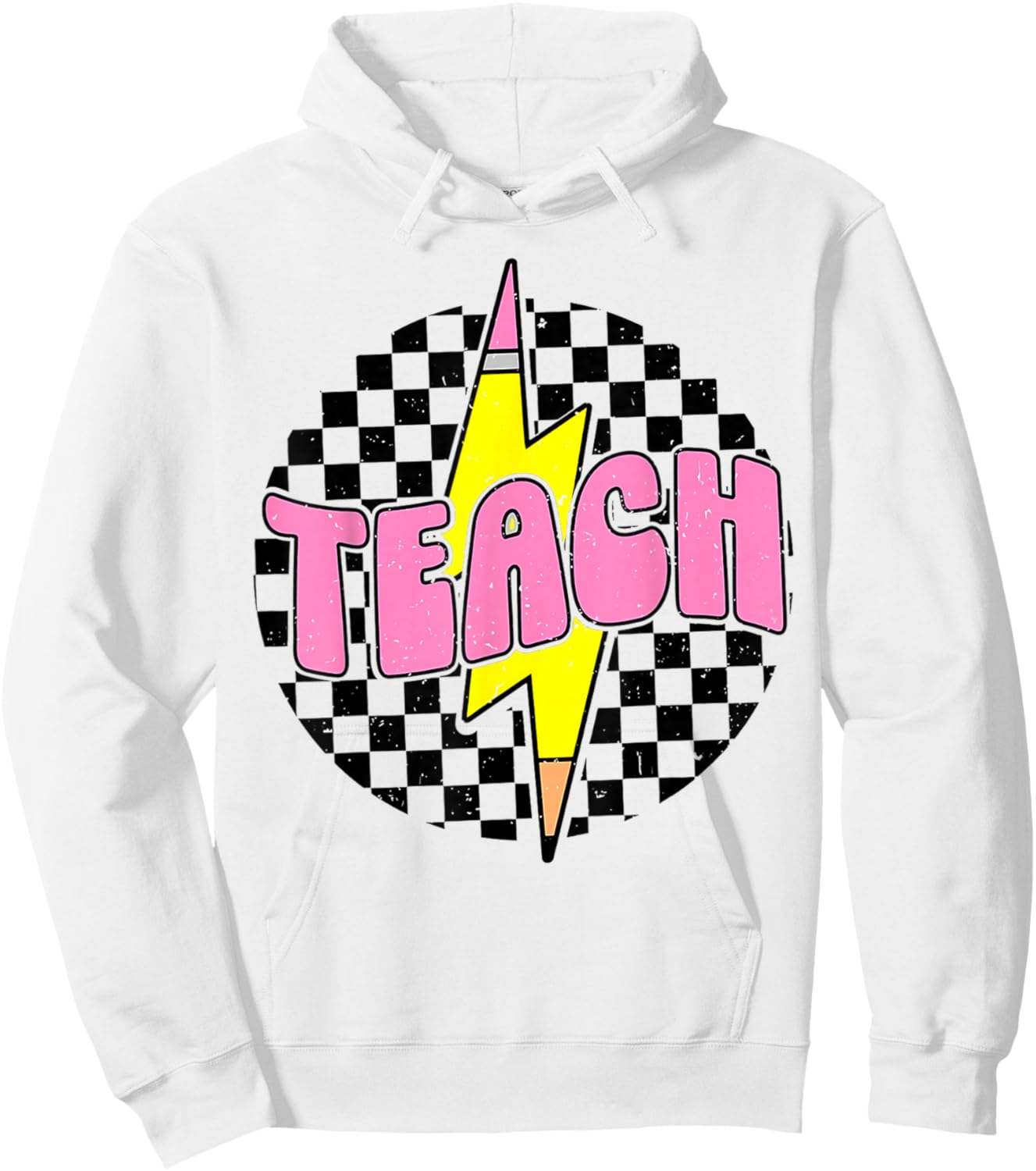 Teach Pencil Lightning Bolt Retro Back To School for Teacher Hoodie - Hoodie | White