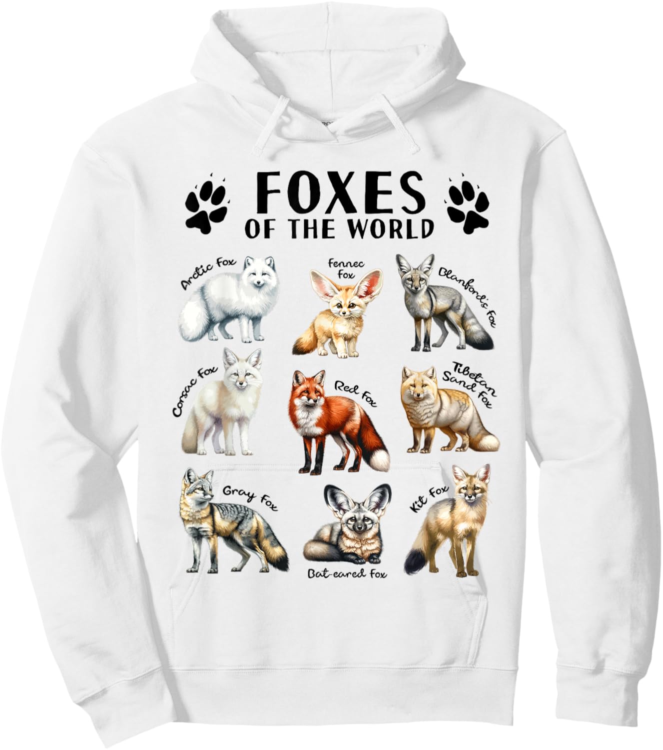 Foxes of the World Educational Collection Fox Types Animal Hoodie - Hoodie | White