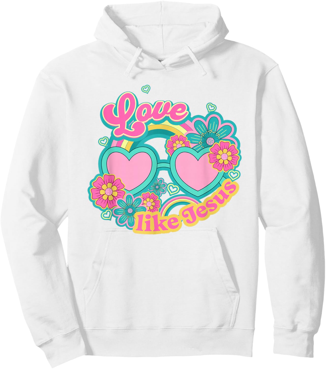 Retro Groovy Christian LOVE LIKE JESUS Hoodie - Hoodie | White