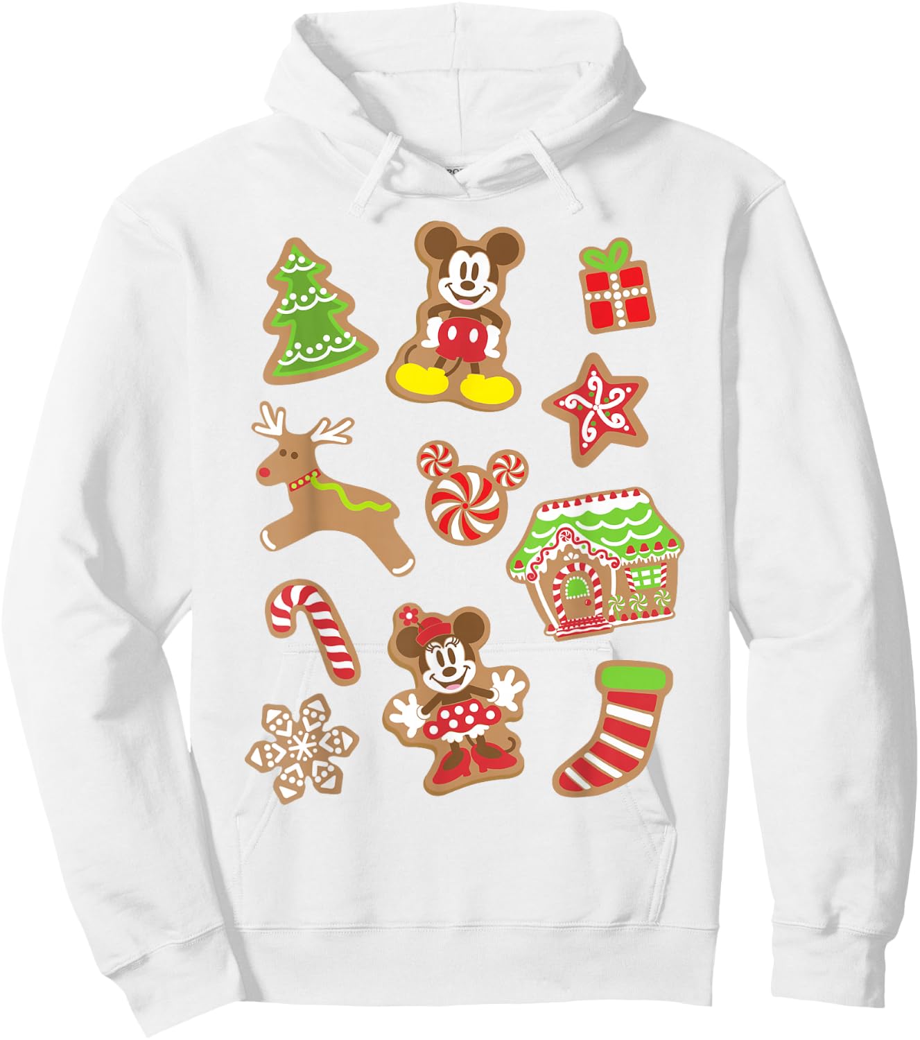 Disney Mickey And Minnie Christmas Gingerbread Cookies Short Sleeve Hoodie - Hoodie | White