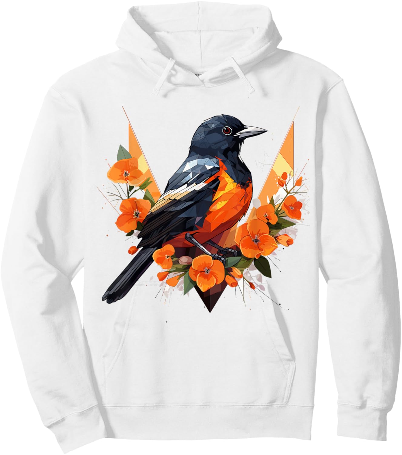 Oriole Geometric Patten Art,Cute Oriole Lover Hoodie - Hoodie | White
