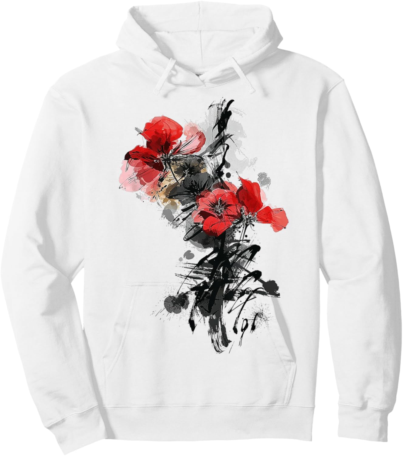Flower Text Drawing Art Graphic Motif Flower Hoodie - Hoodie | White
