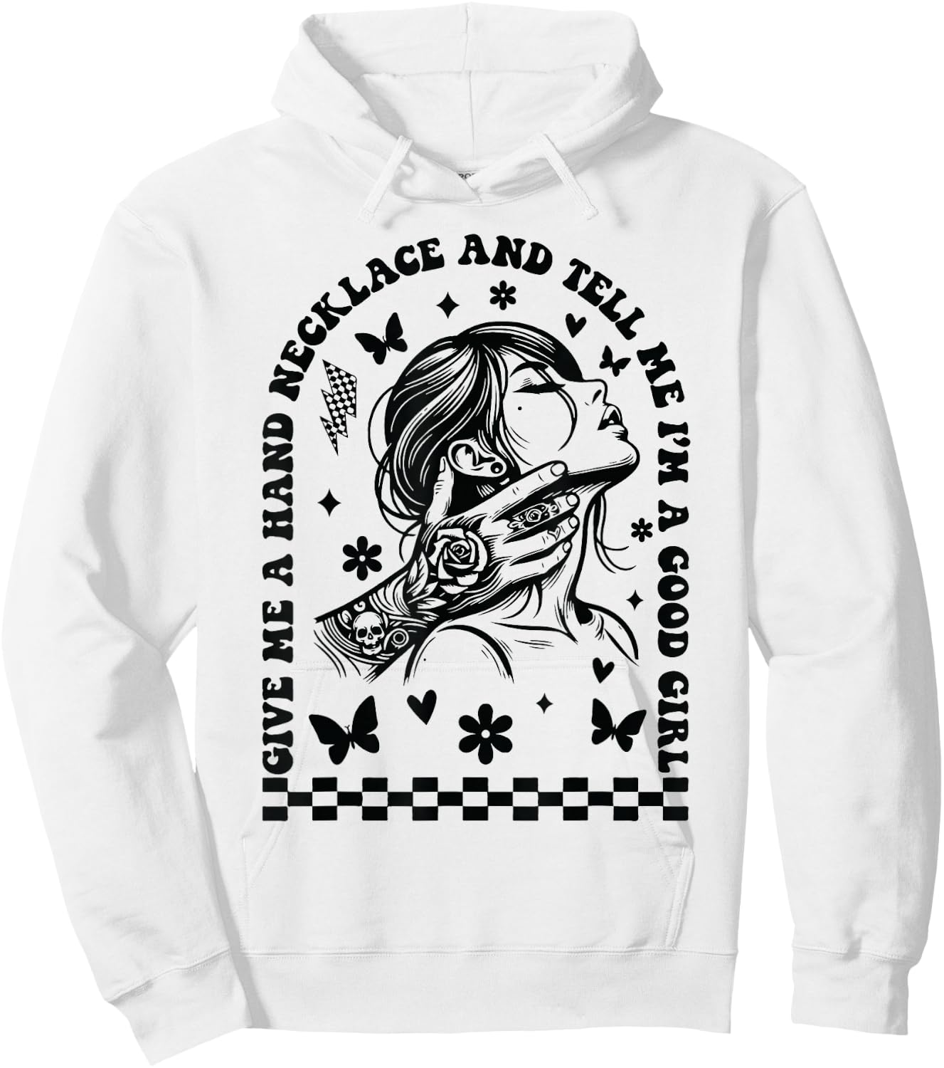 Give Me A Hand Necklace And Tell Me I'm A Good Girl Hoodie - Hoodie | White