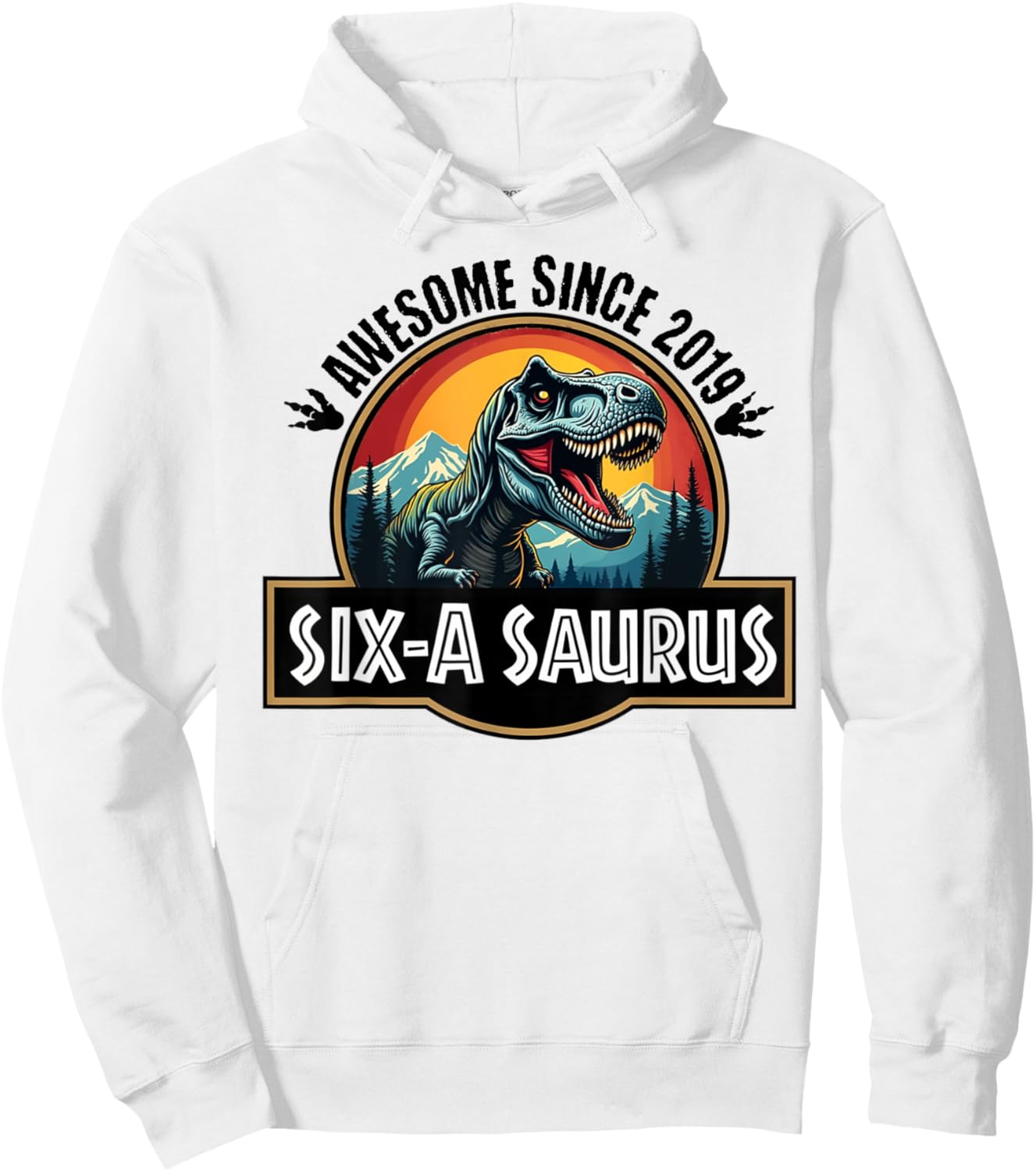 Six-a-Saurus 6th Birthday Dinosaur T-Rex for Boys And Girls Hoodie - Hoodie | White