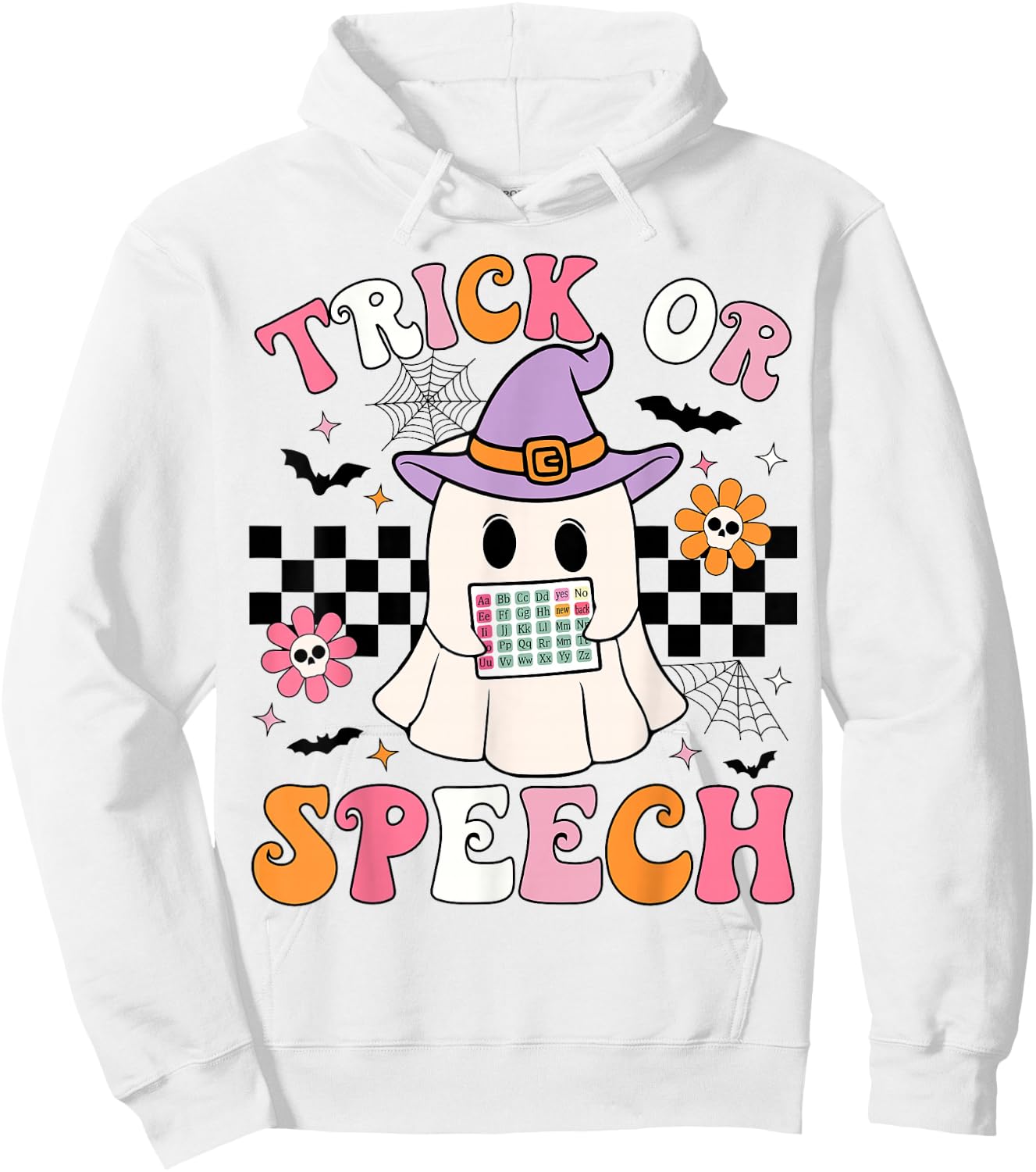 Trick or Speech Funny SLP Halloween Speech Therapy Halloween Hoodie - Hoodie | White
