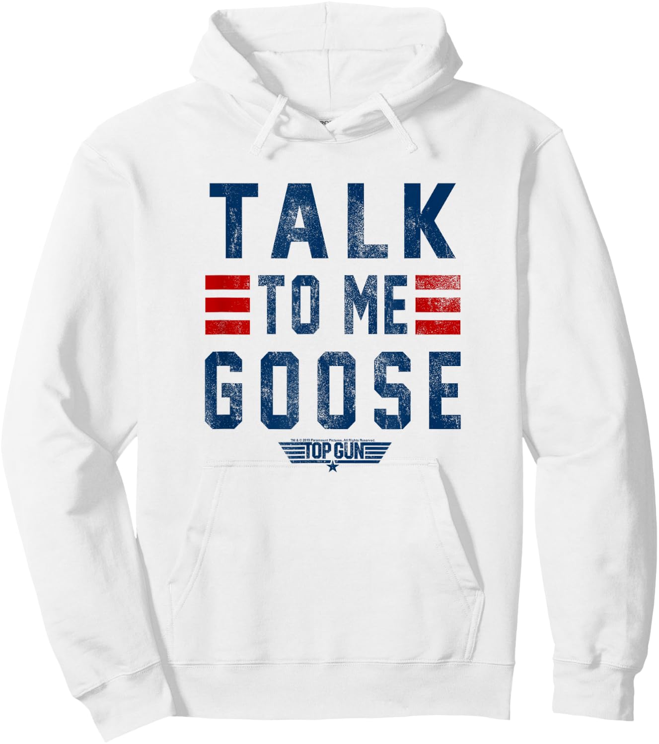 Top Gun Talk To Me Goose Distressed Text,Short Sleeve Hoodie - Hoodie | White