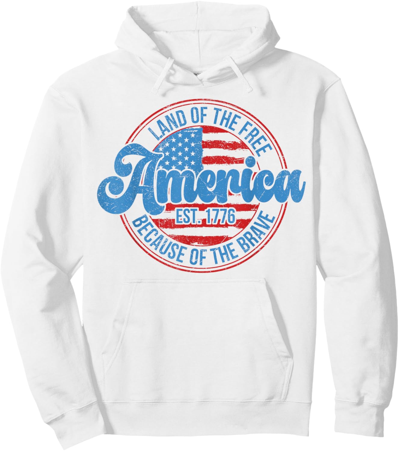 Land of the Free Because of the Brave 4th Of July USA Flag Kids Men Hoodie - Hoodie | White