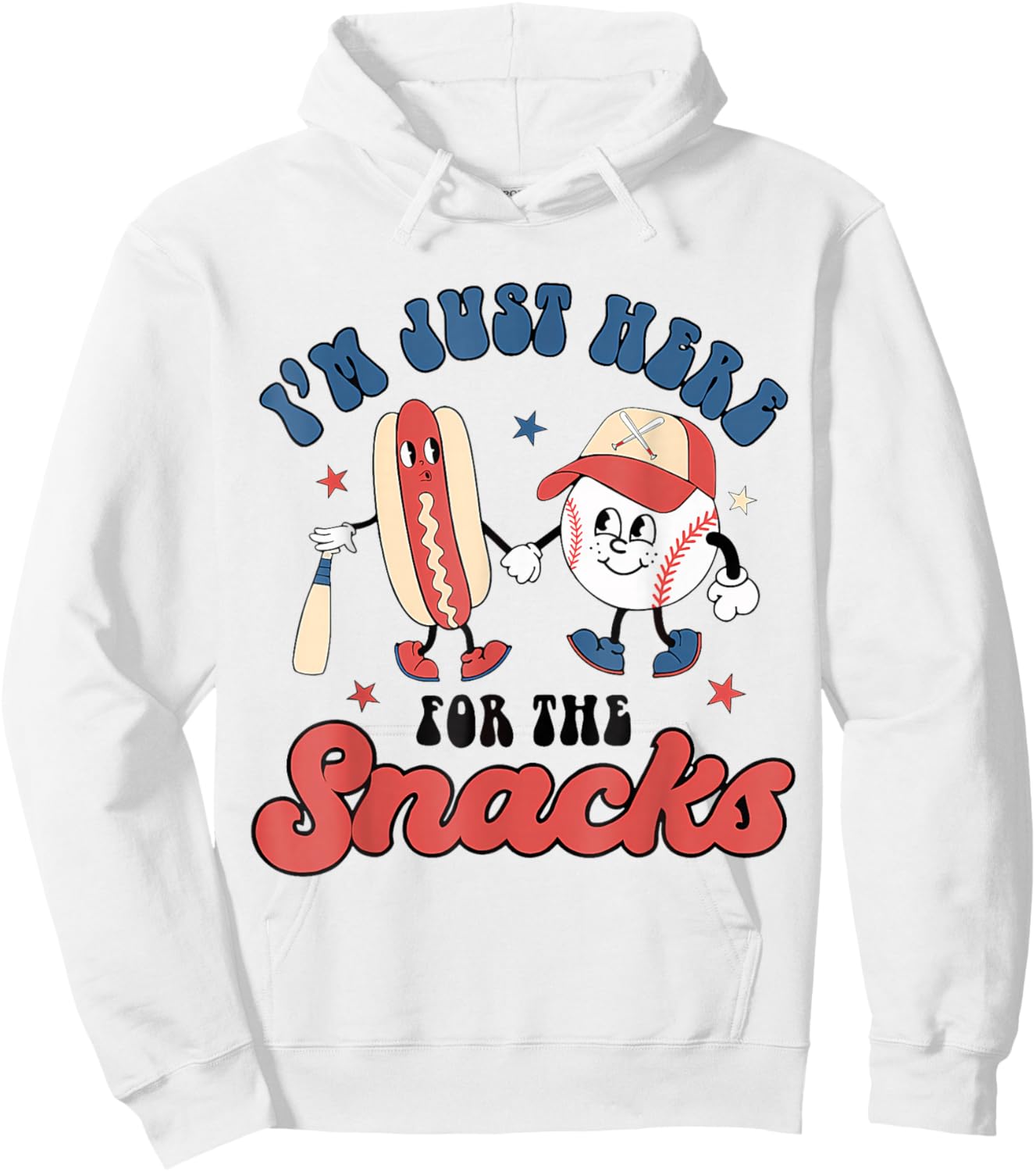 I'm Just Here For The Snacks Baseball 4Th Of July Hot Dog Hoodie - Hoodie | White