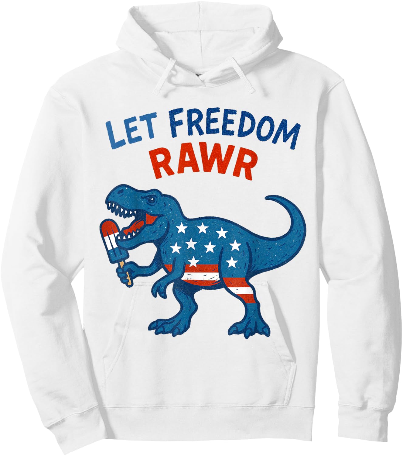Dinosaur USA Roar TREX American Flag Hoodie - Hoodie | White