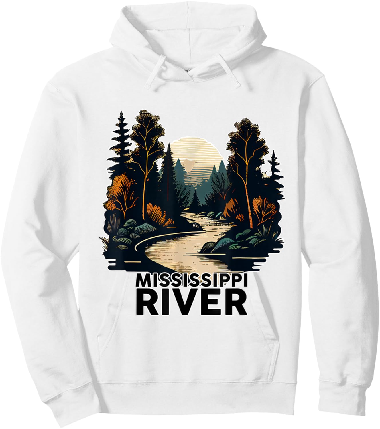 Mississippi River Retro Minimalist River Mississippi Hoodie - Hoodie | White