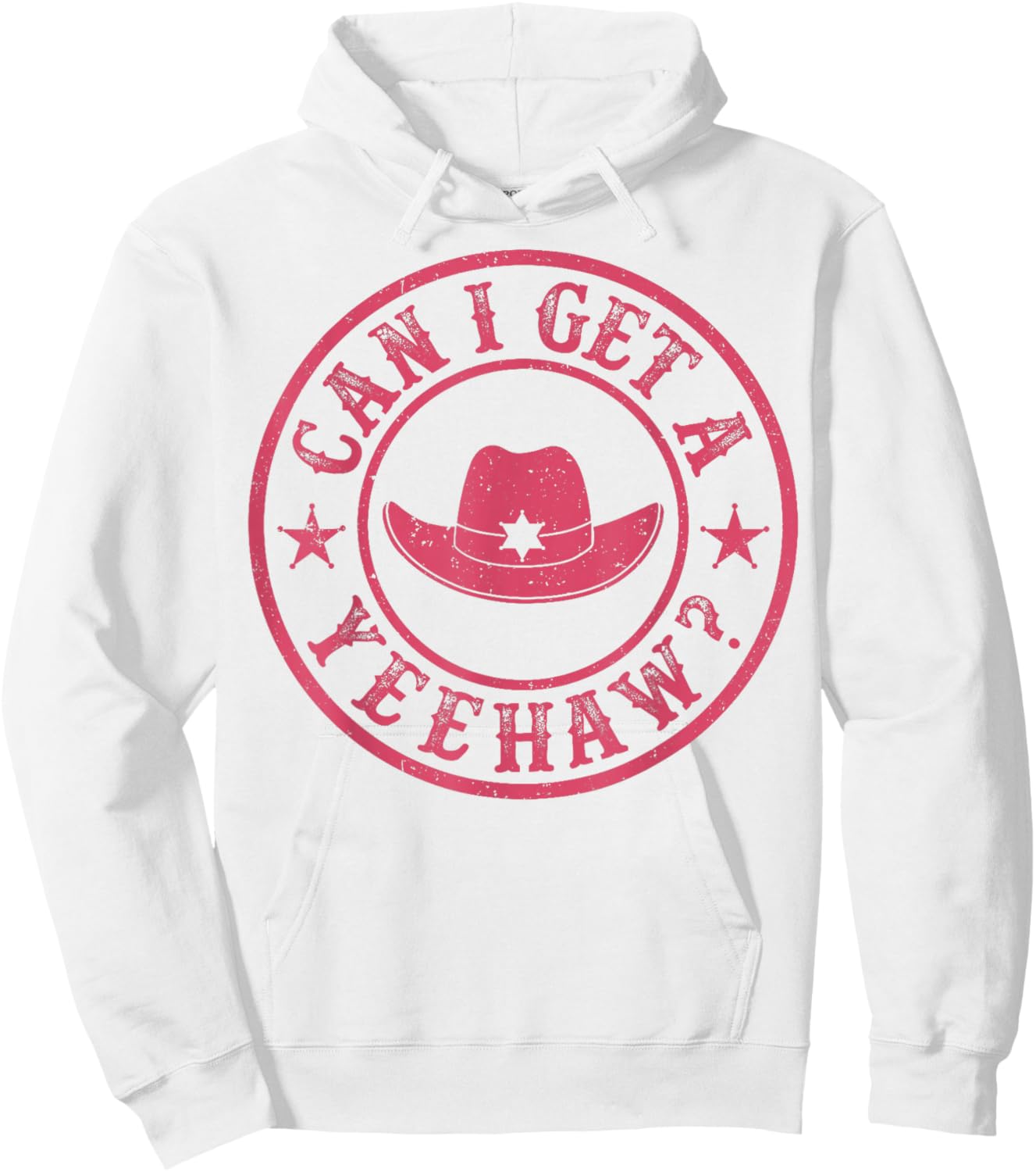 Can I Get A Yeehaw Vintage Cowboy Western Hoodie - Hoodie | White