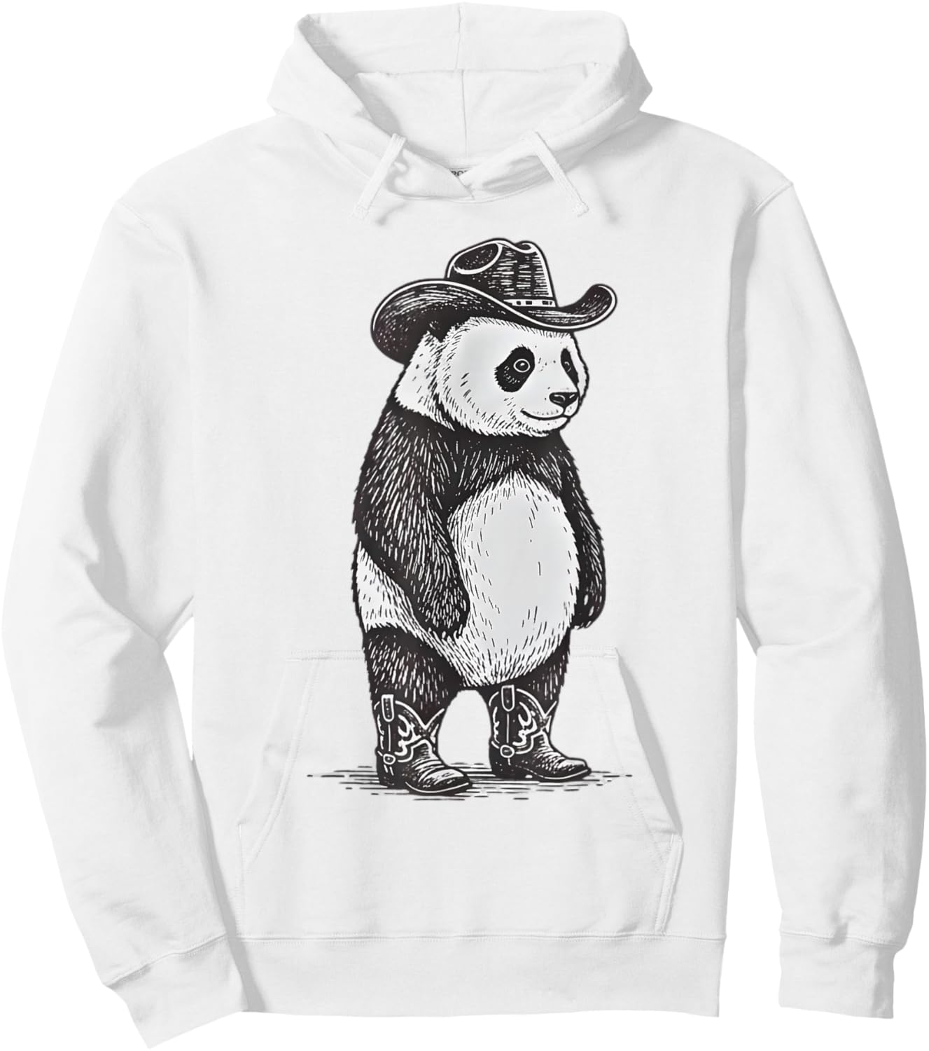 Vintage Panda Cowboy Cowgirl Funny Panda Western Country Hoodie - Hoodie | White