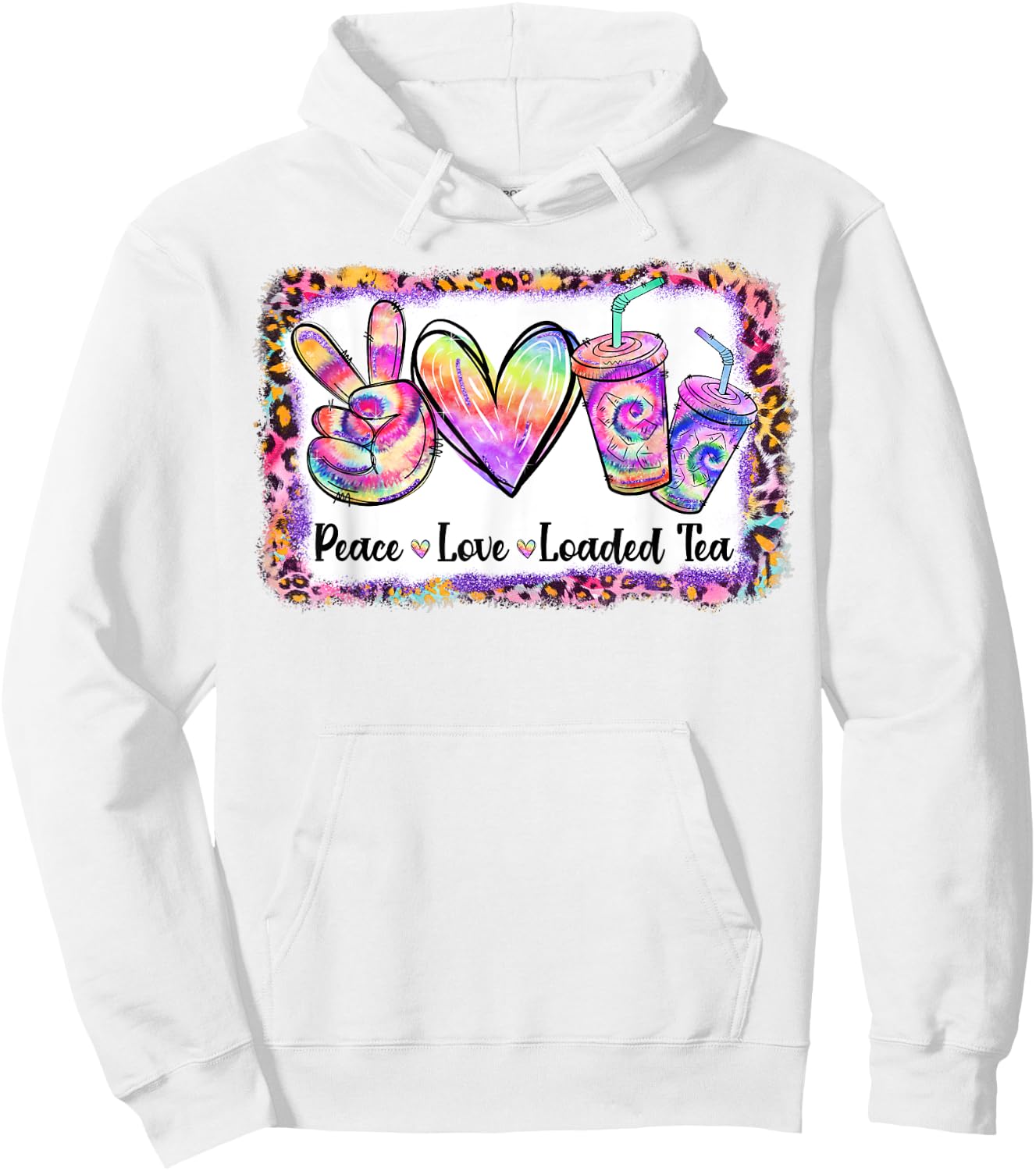 Retro Vintage Peace Love Loaded Tea Lover Tie Dye Pattern Hoodie - Hoodie | White